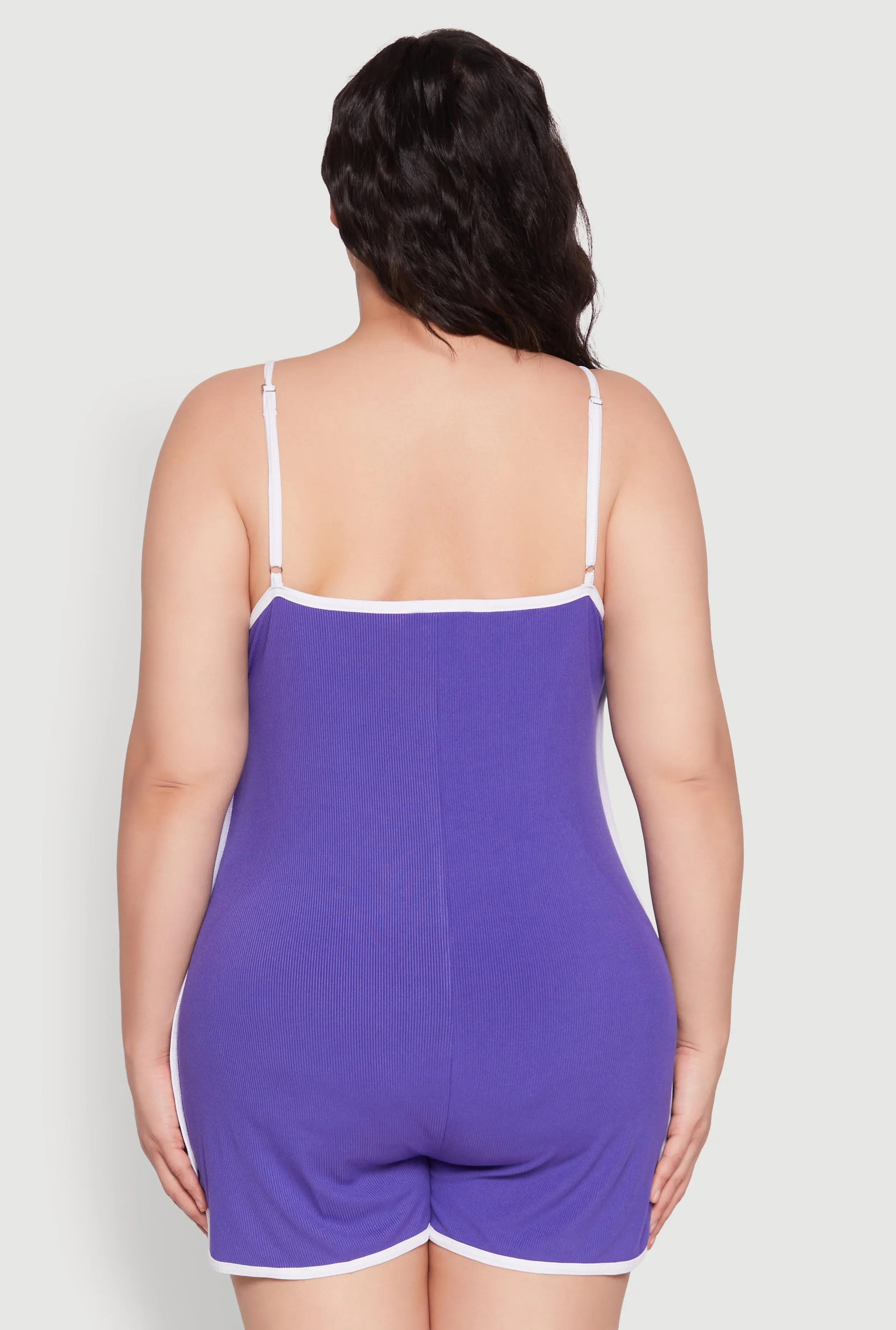 Plus Size Contrast Trim Cami Pajama Romper sold by Rainbow product image thumbnail 3