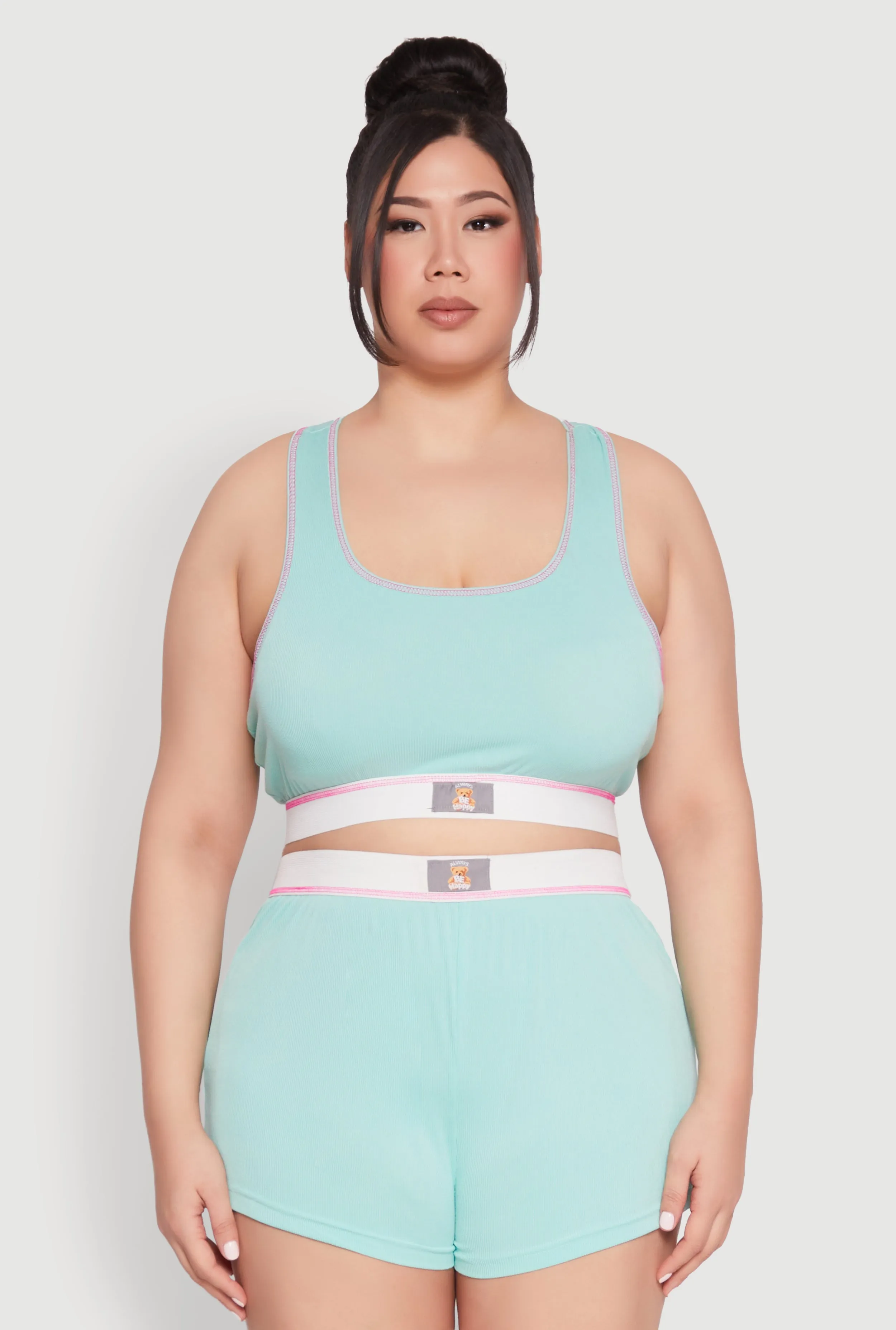 Plus Size Always Be Happy Racerback Pajama Top and Shorts sold by Rainbow product image thumbnail 2