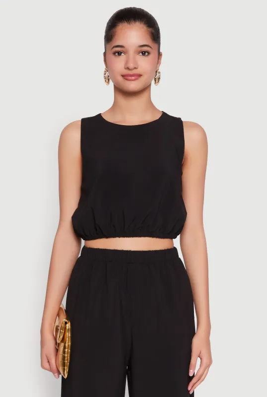 Elastic Waist Cropped Tank Top sold by Rainbow