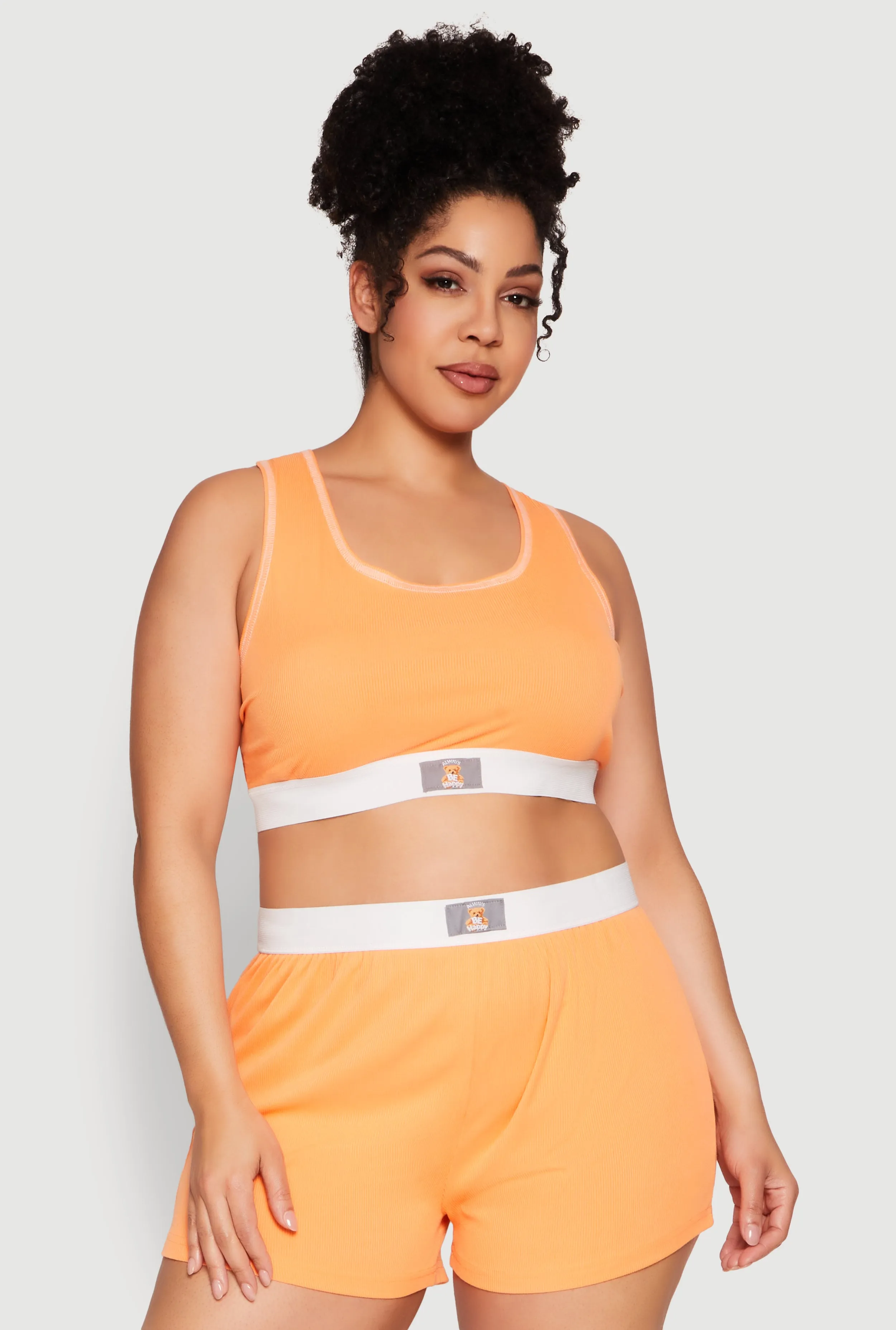 Plus Size Always Be Happy Racerback Pajama Top and Shorts sold by Rainbow