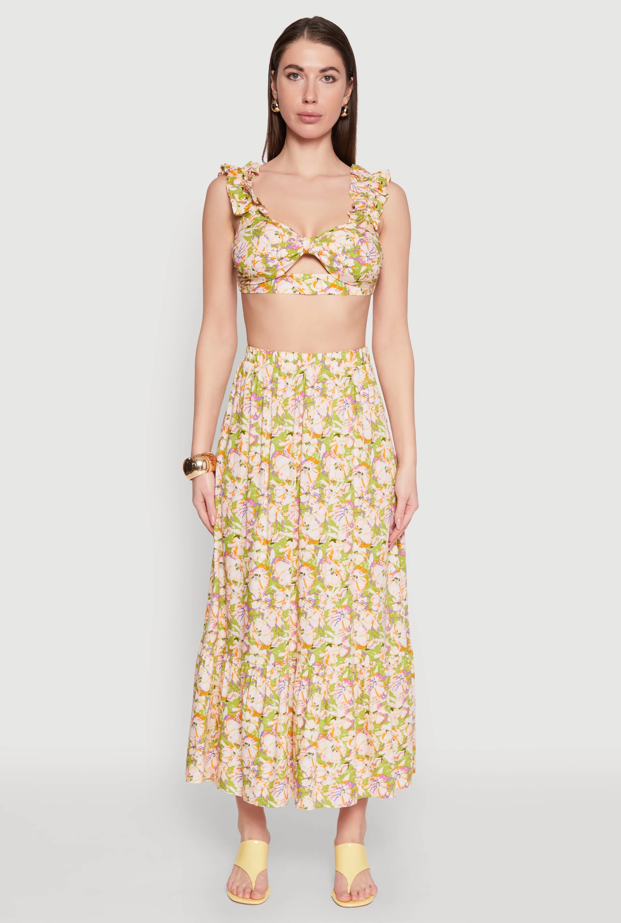 High Waisted Floral Print Tiered Skirt sold by Rainbow product image thumbnail 2