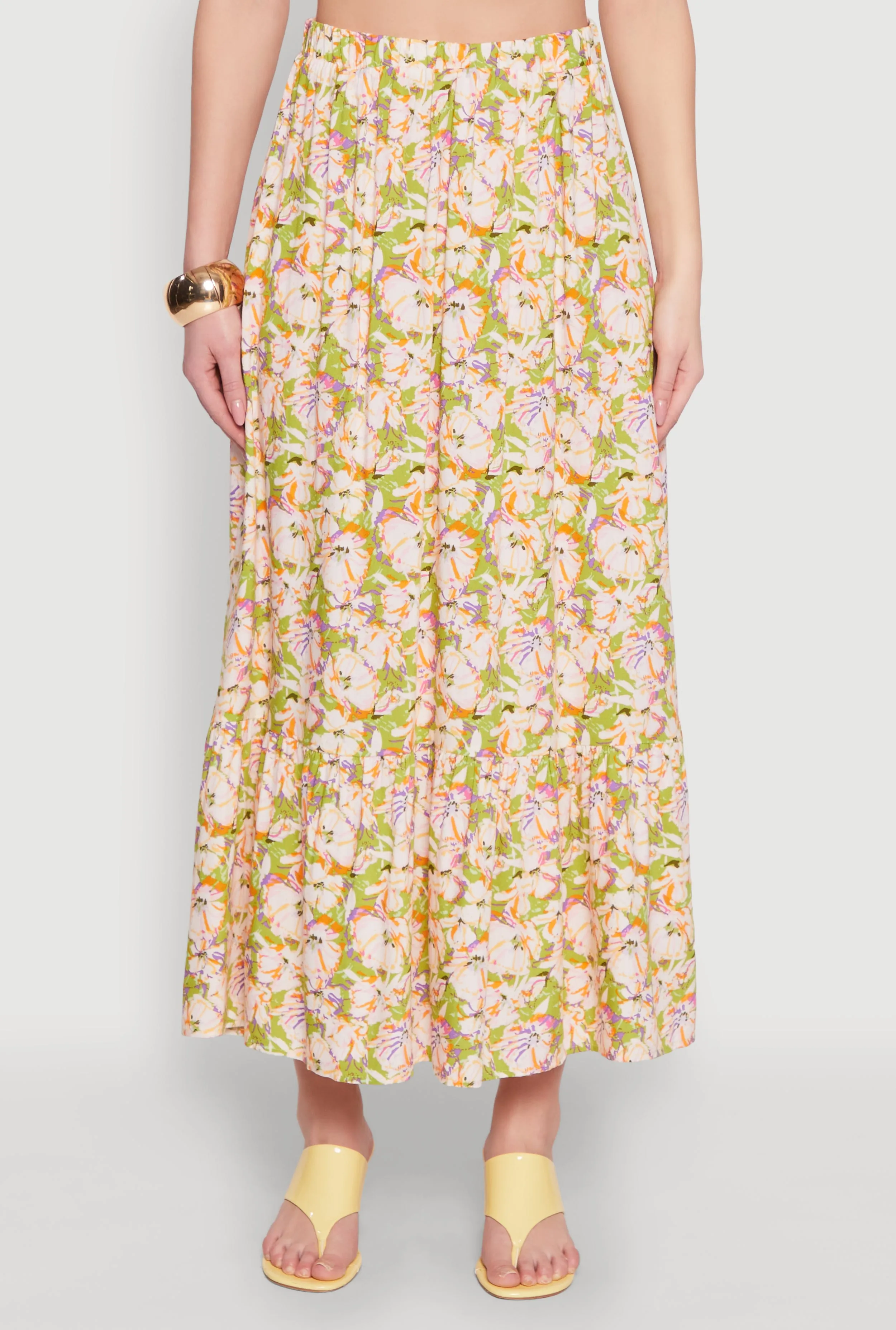 High Waisted Floral Print Tiered Skirt sold by Rainbow product image thumbnail 3