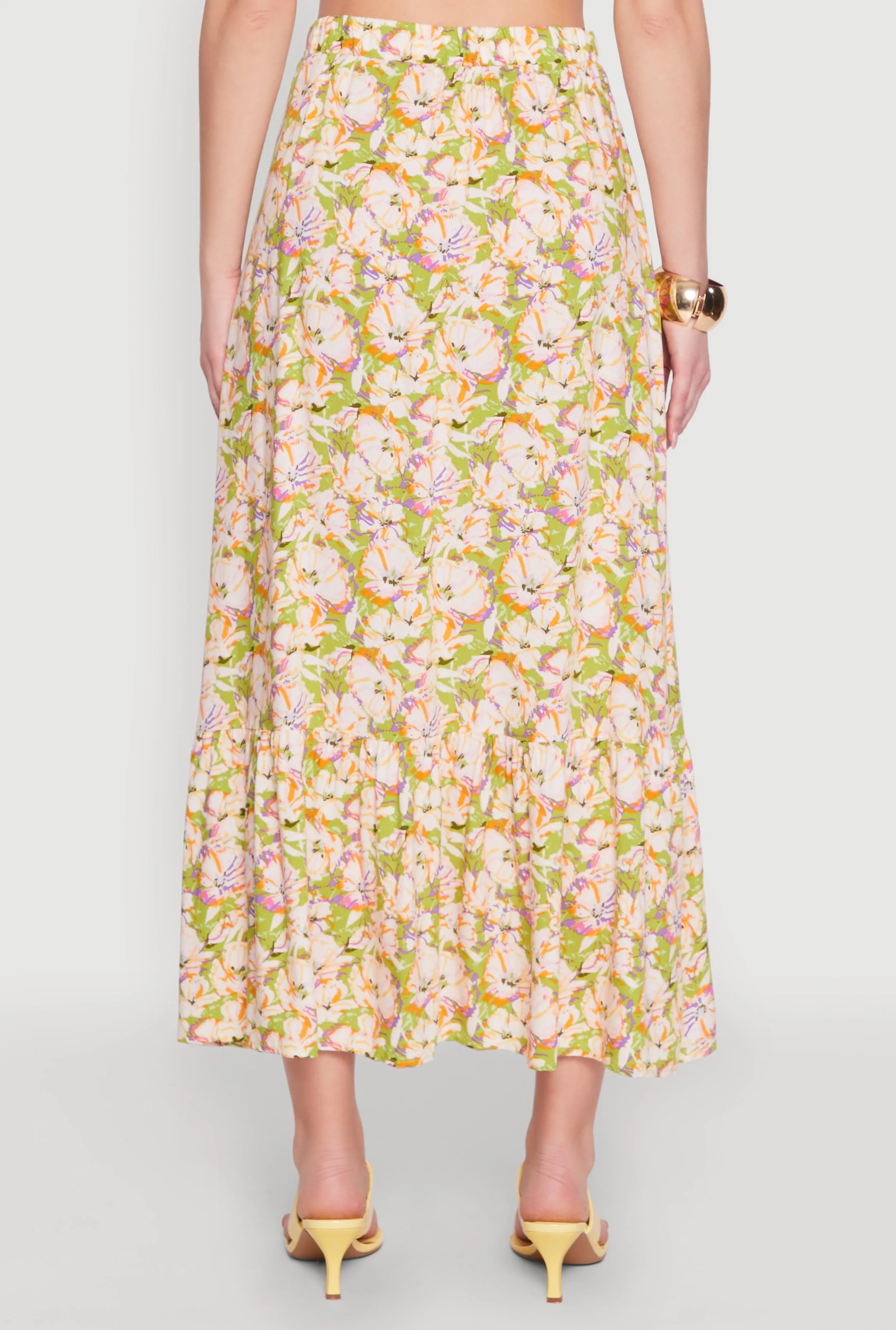 High Waisted Floral Print Tiered Skirt sold by Rainbow product image thumbnail 5