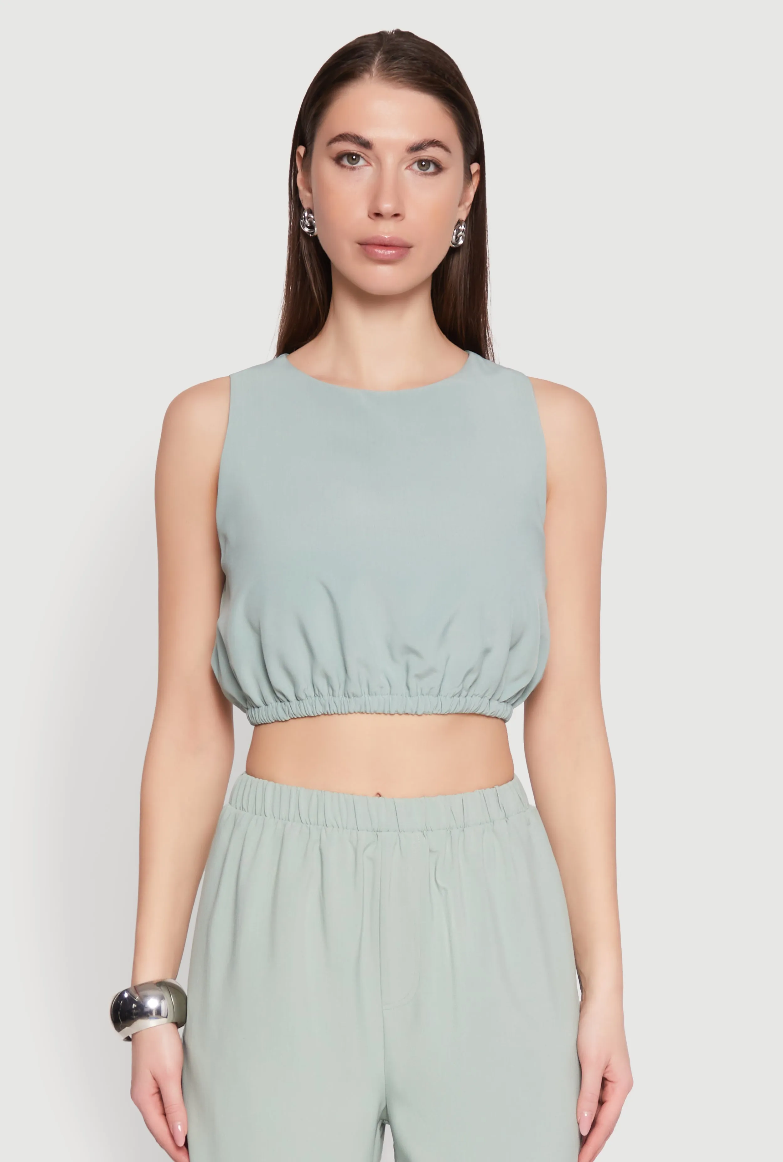 Elastic Waist Cropped Tank Top sold by Rainbow