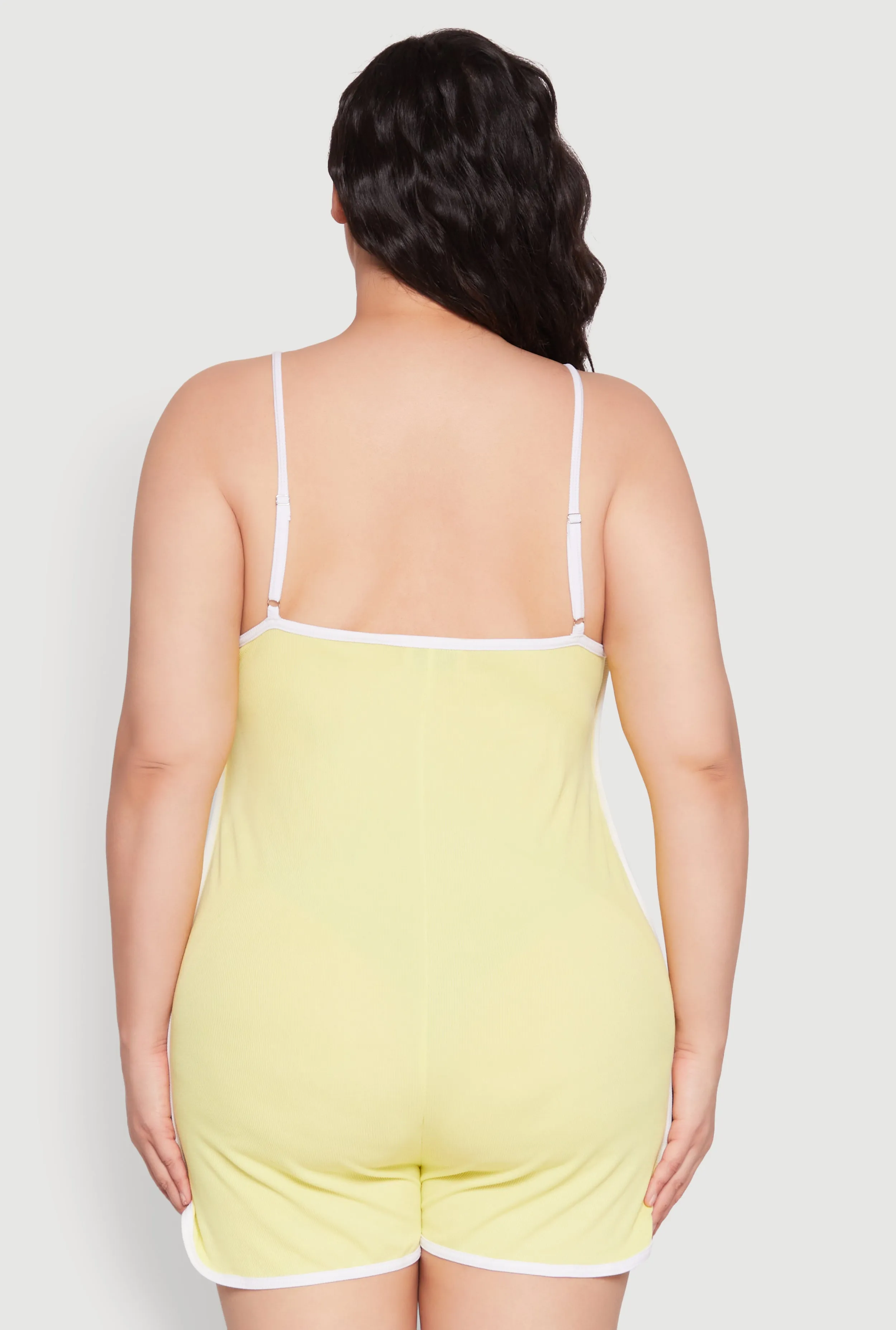 Plus Size Contrast Trim Cami Pajama Romper sold by Rainbow product image thumbnail 3
