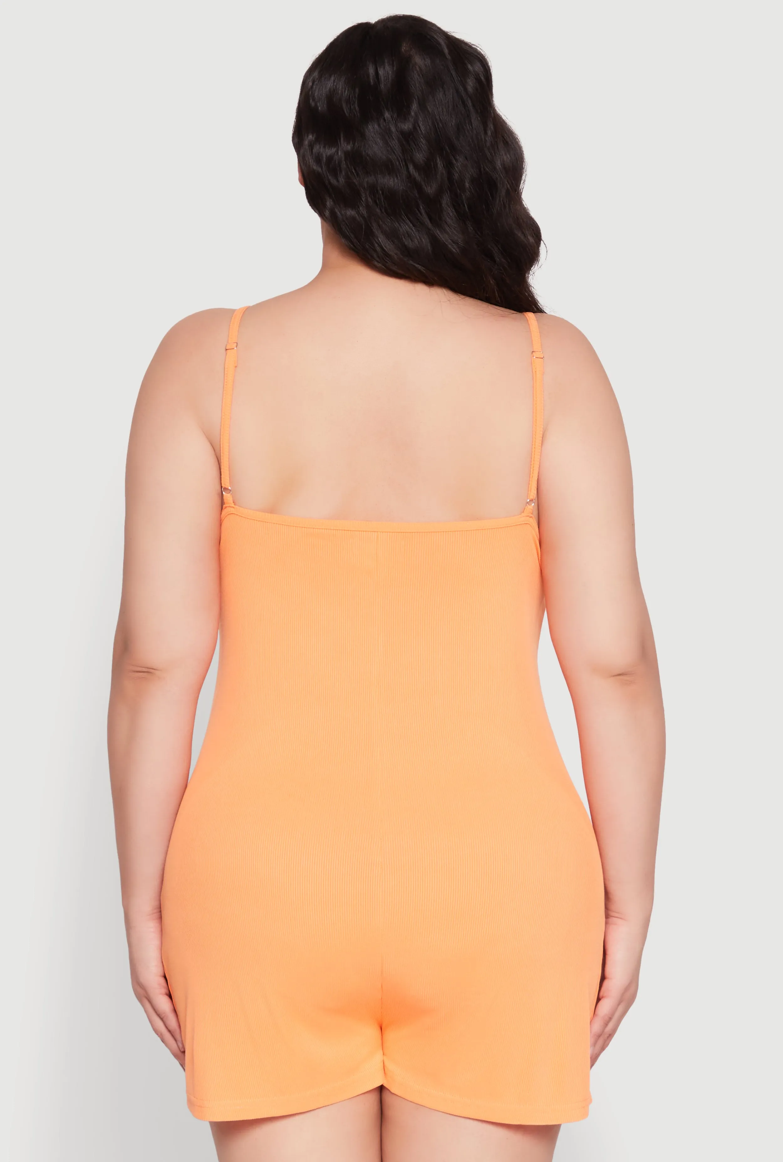 Plus Size Ribbed Knit Ruffle Cami Pajama Romper sold by Rainbow product image thumbnail 3