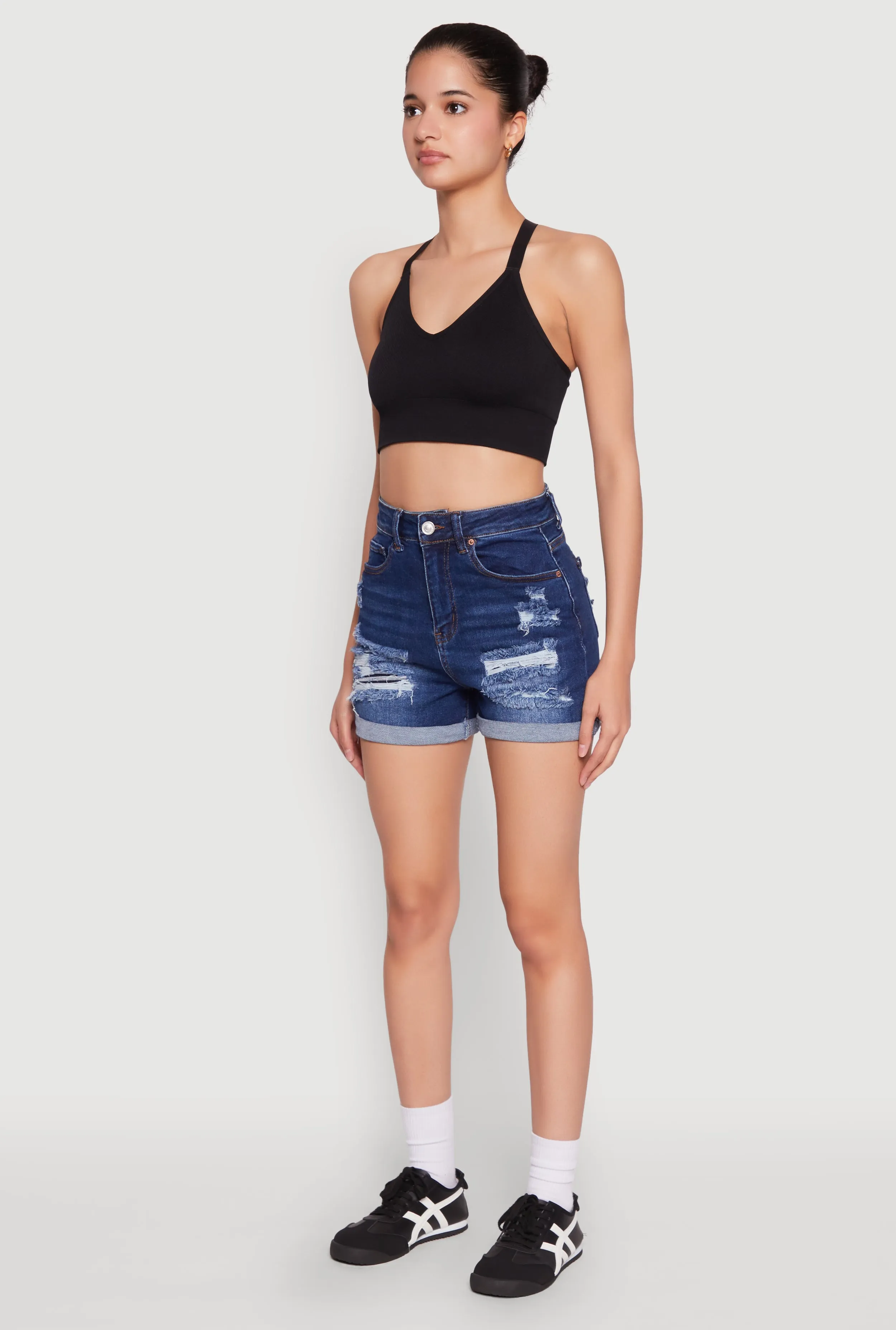 WAX Distressed Denim Mom Shorts sold by Rainbow product image thumbnail 3