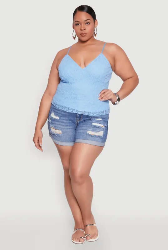 Plus Size Lace Overlay Cami sold by Rainbow