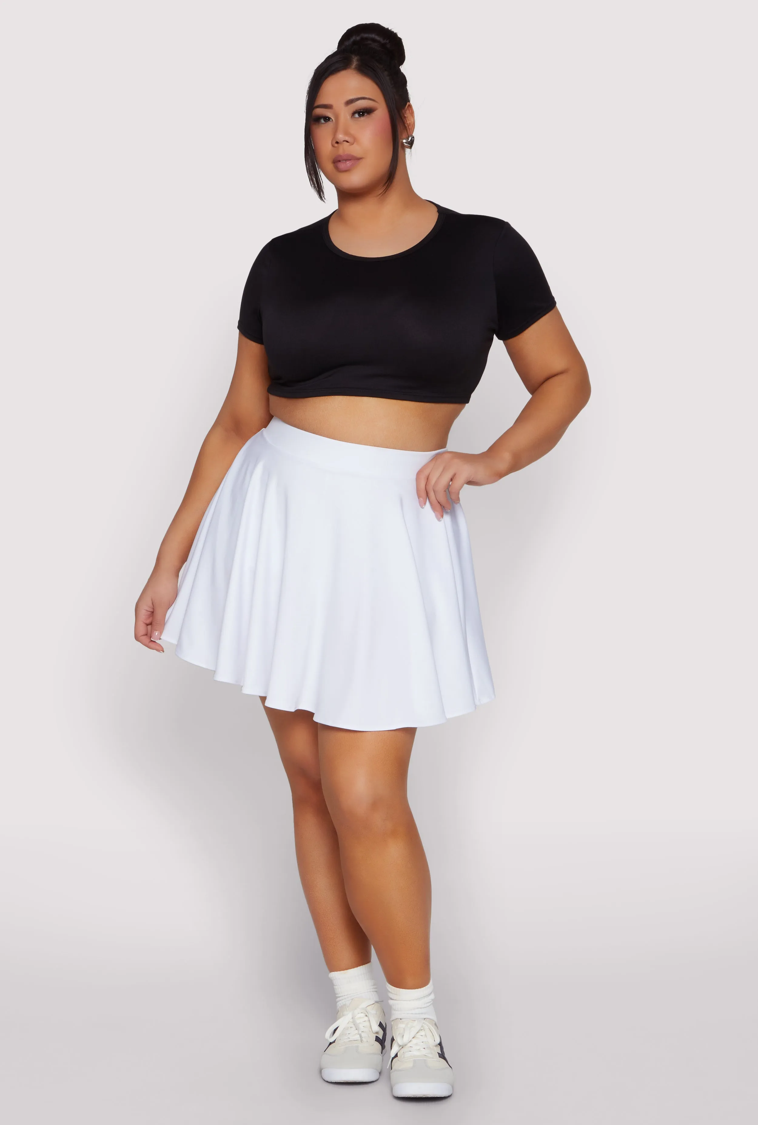 Plus Size High Waisted Circle Skort sold by Rainbow