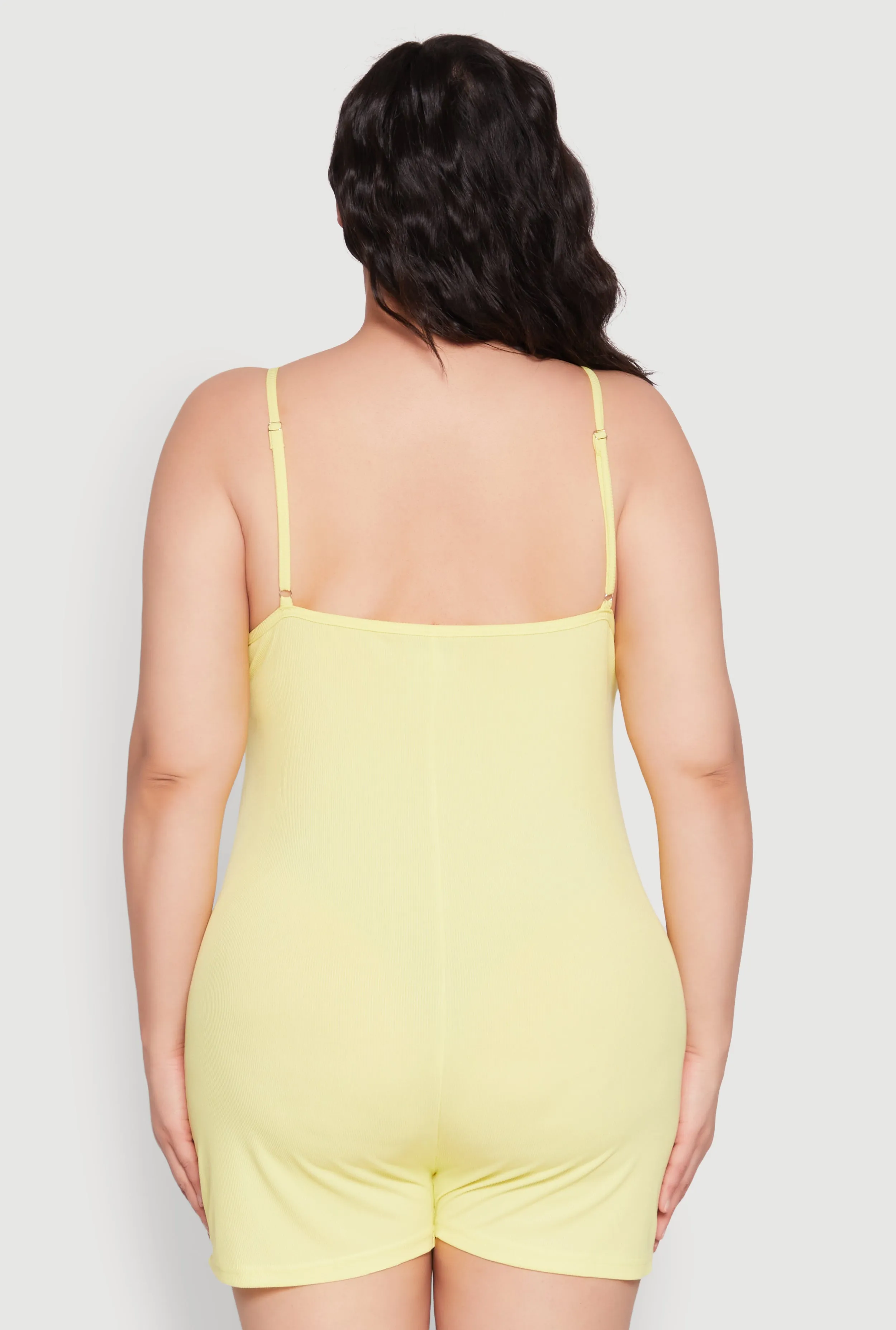 Plus Size Ribbed Knit Ruffle Cami Pajama Romper sold by Rainbow product image thumbnail 3