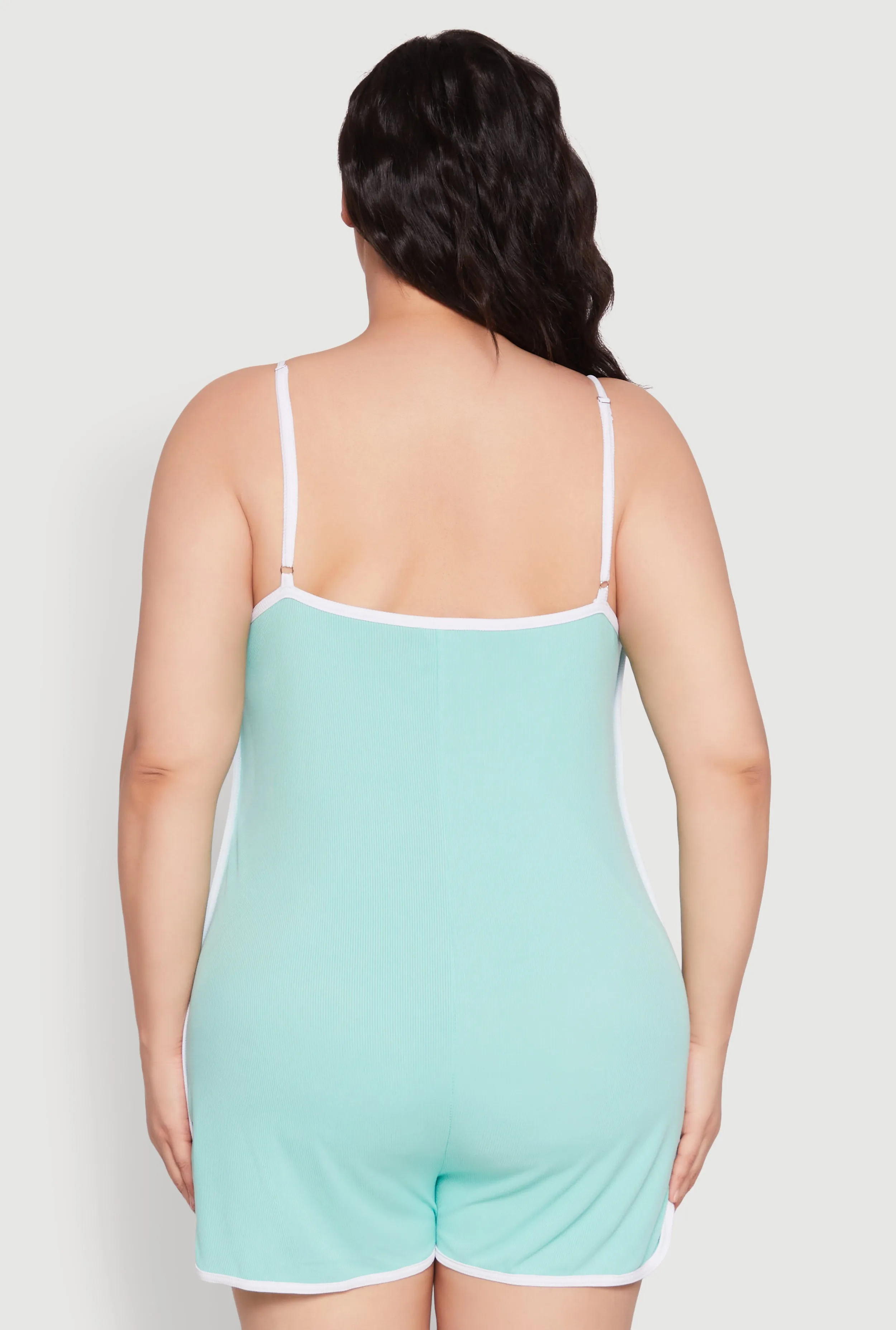 Plus Size Contrast Trim Cami Pajama Romper sold by Rainbow product image thumbnail 3