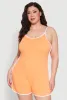 Plus Size Contrast Trim Cami Pajama Romper sold by Rainbow