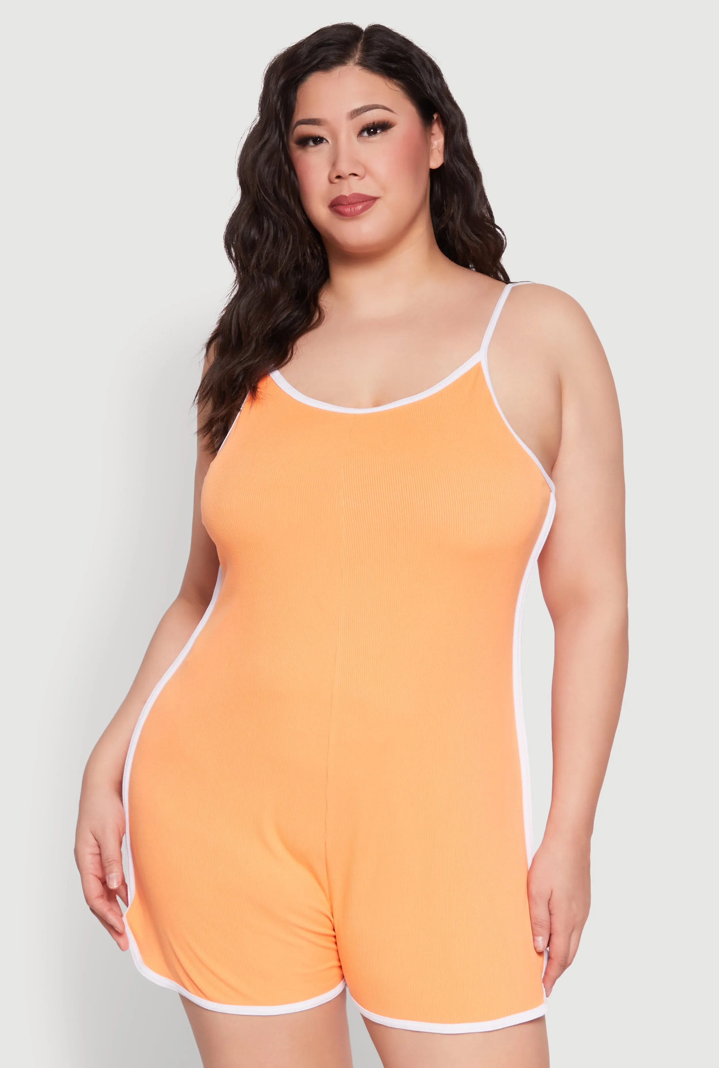 Plus Size Contrast Trim Cami Pajama Romper sold by Rainbow product image thumbnail 2