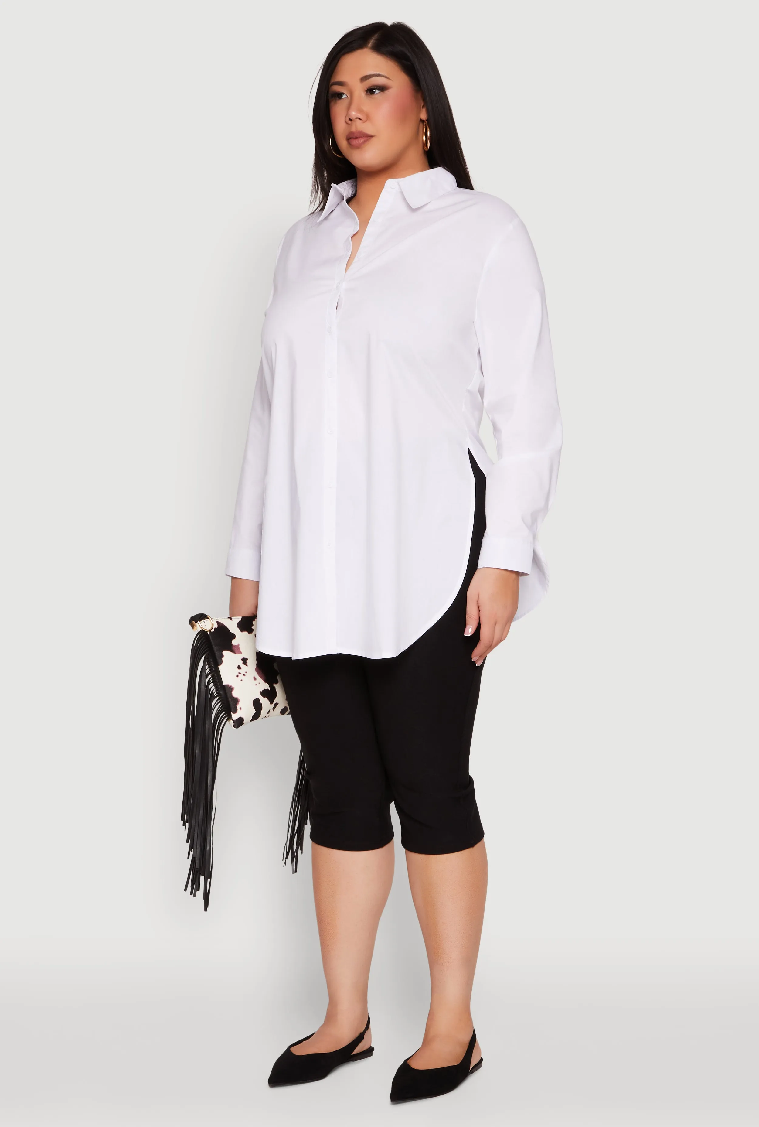Plus Size Poplin Side Slit Tunic Shirt sold by Rainbow product image thumbnail 5