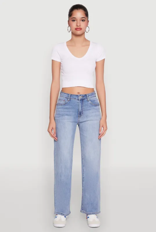 WAX Mid Rise Whiskered Straight Leg Jeans sold by Rainbow