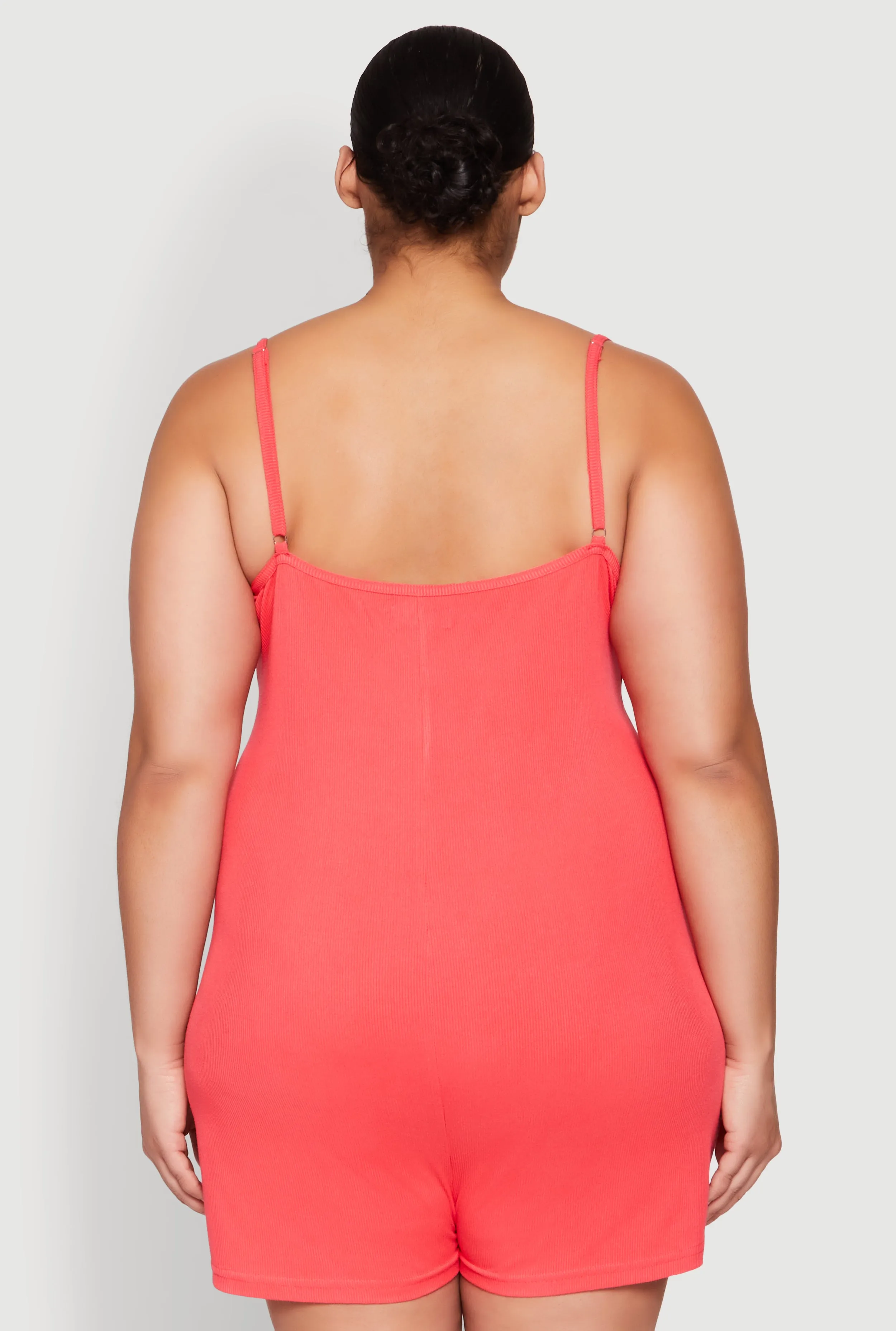 Plus Size Ribbed Knit Ruffle Cami Pajama Romper sold by Rainbow product image thumbnail 3