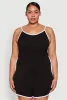 Plus Size Contrast Trim Cami Pajama Romper sold by Rainbow