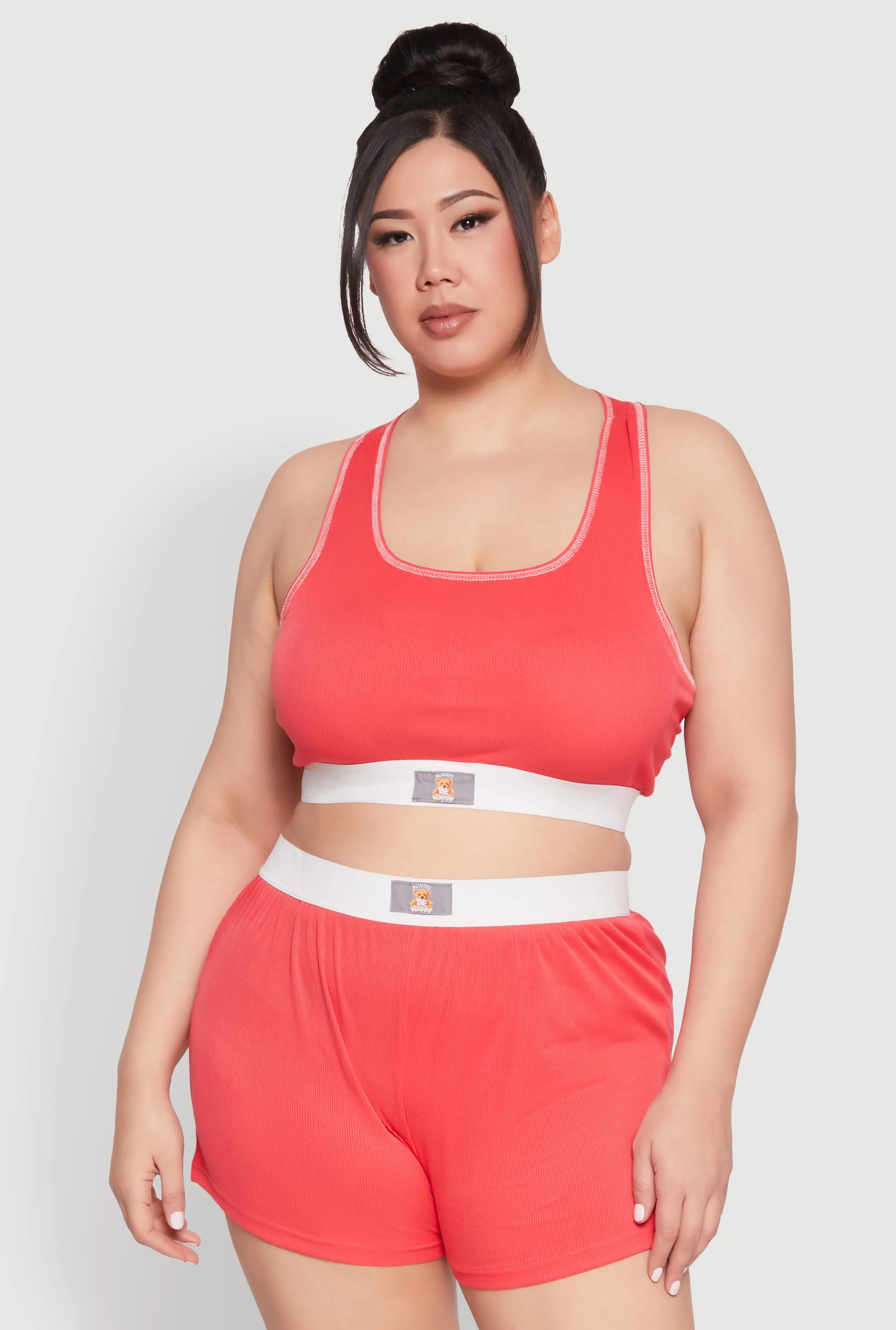 Plus Size Always Be Happy Racerback Pajama Top and Shorts sold by Rainbow product image thumbnail 2