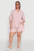 Plus Size Striped Elastic Waist Shorts sold by Rainbow