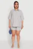 Plus Size Striped Button Front Shirt sold by Rainbow
