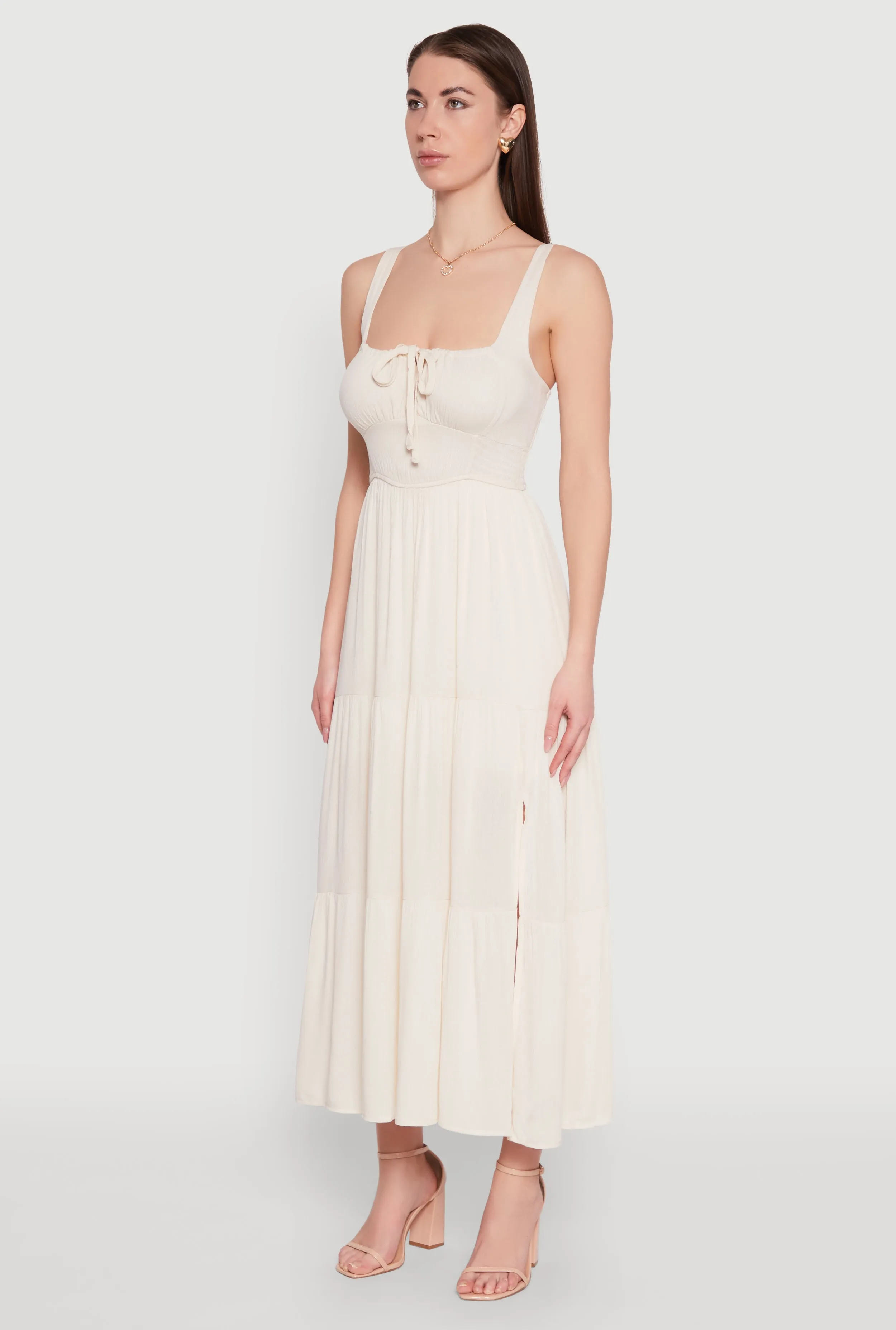 Empire Waist Tiered Side Slit Maxi Dress sold by Rainbow product image thumbnail 3