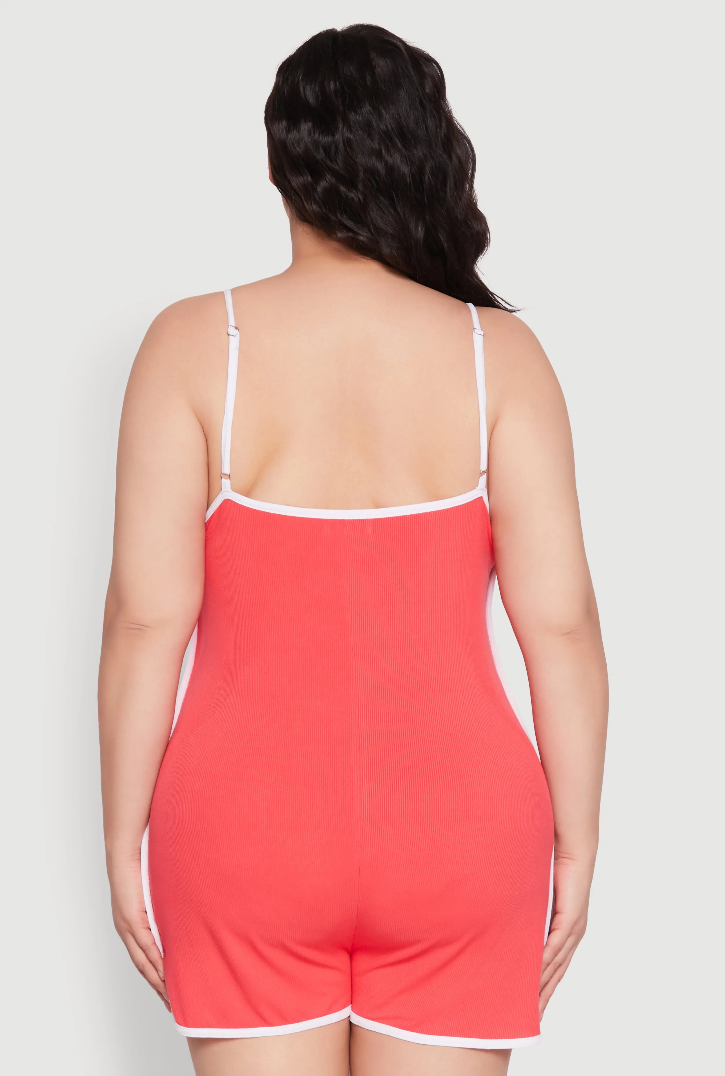 Plus Size Contrast Trim Cami Pajama Romper sold by Rainbow product image thumbnail 3