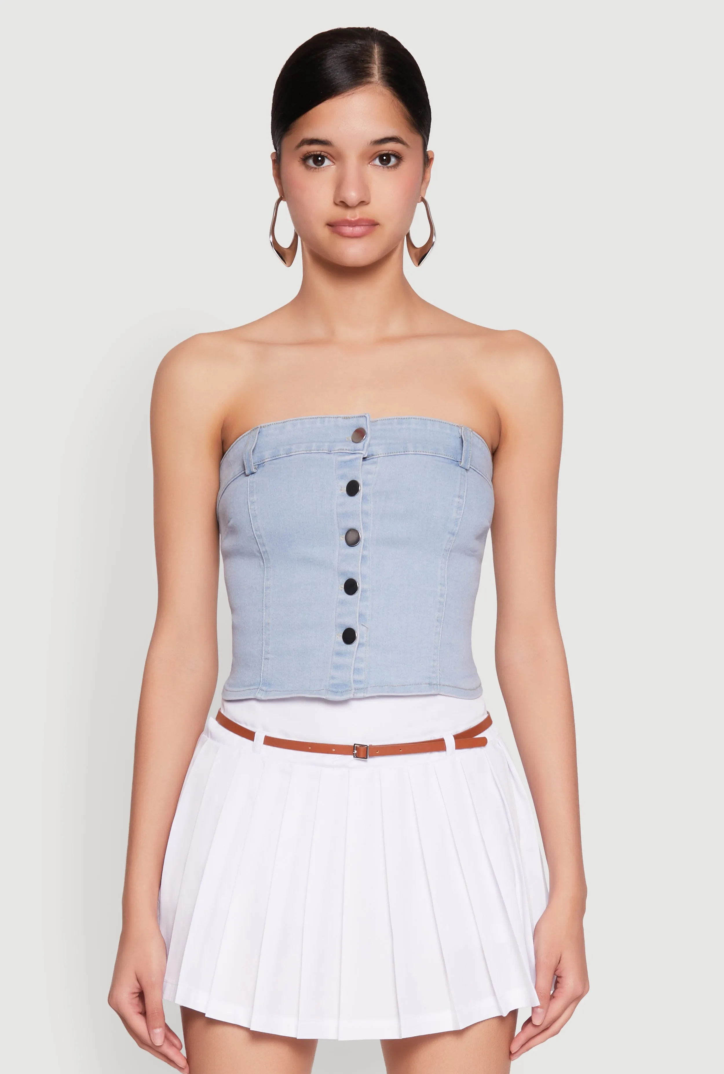 Haute Monde Button Front Denim Tube Top sold by Rainbow product image thumbnail 2