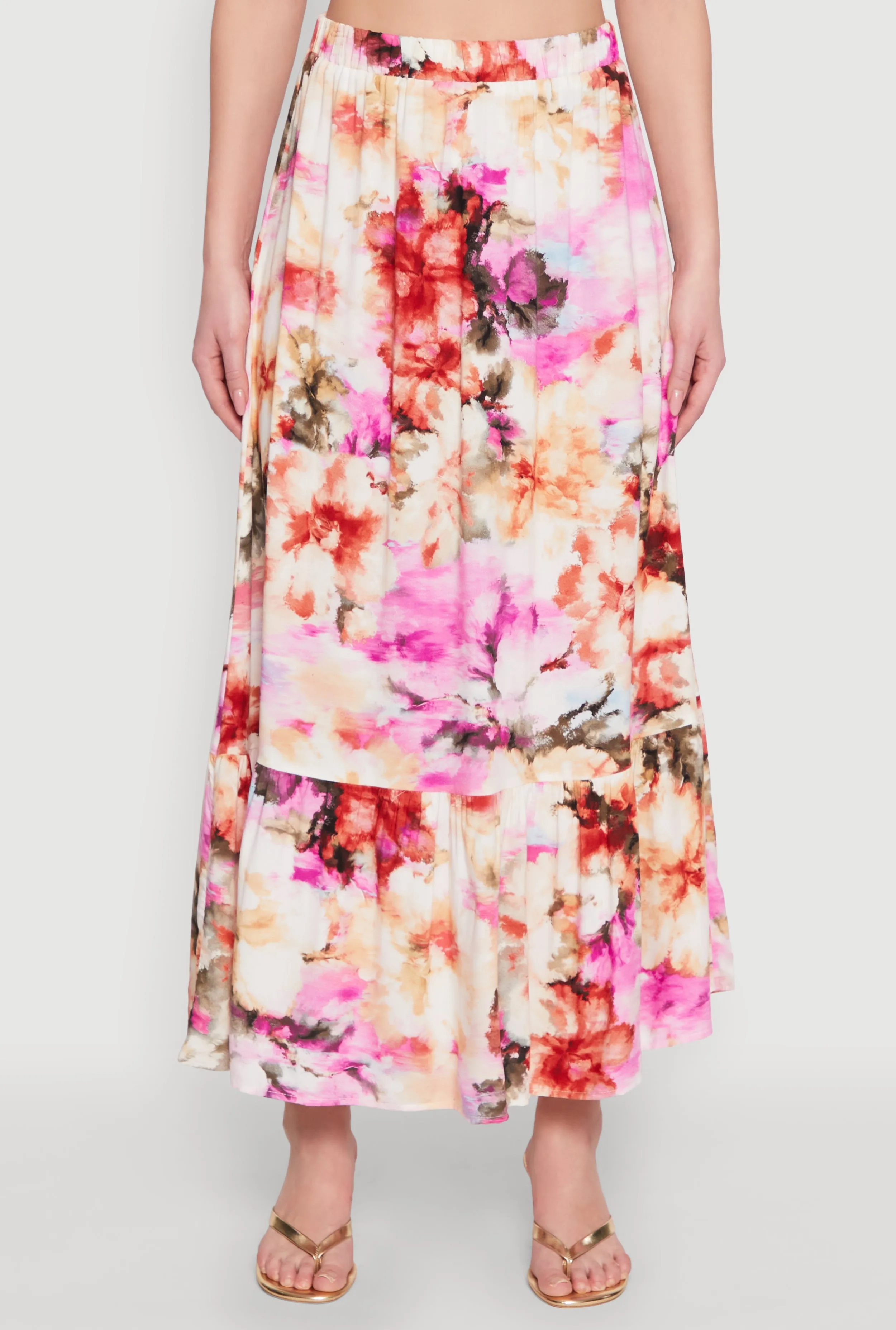 High Waisted Floral Print Tiered Skirt sold by Rainbow product image thumbnail 3