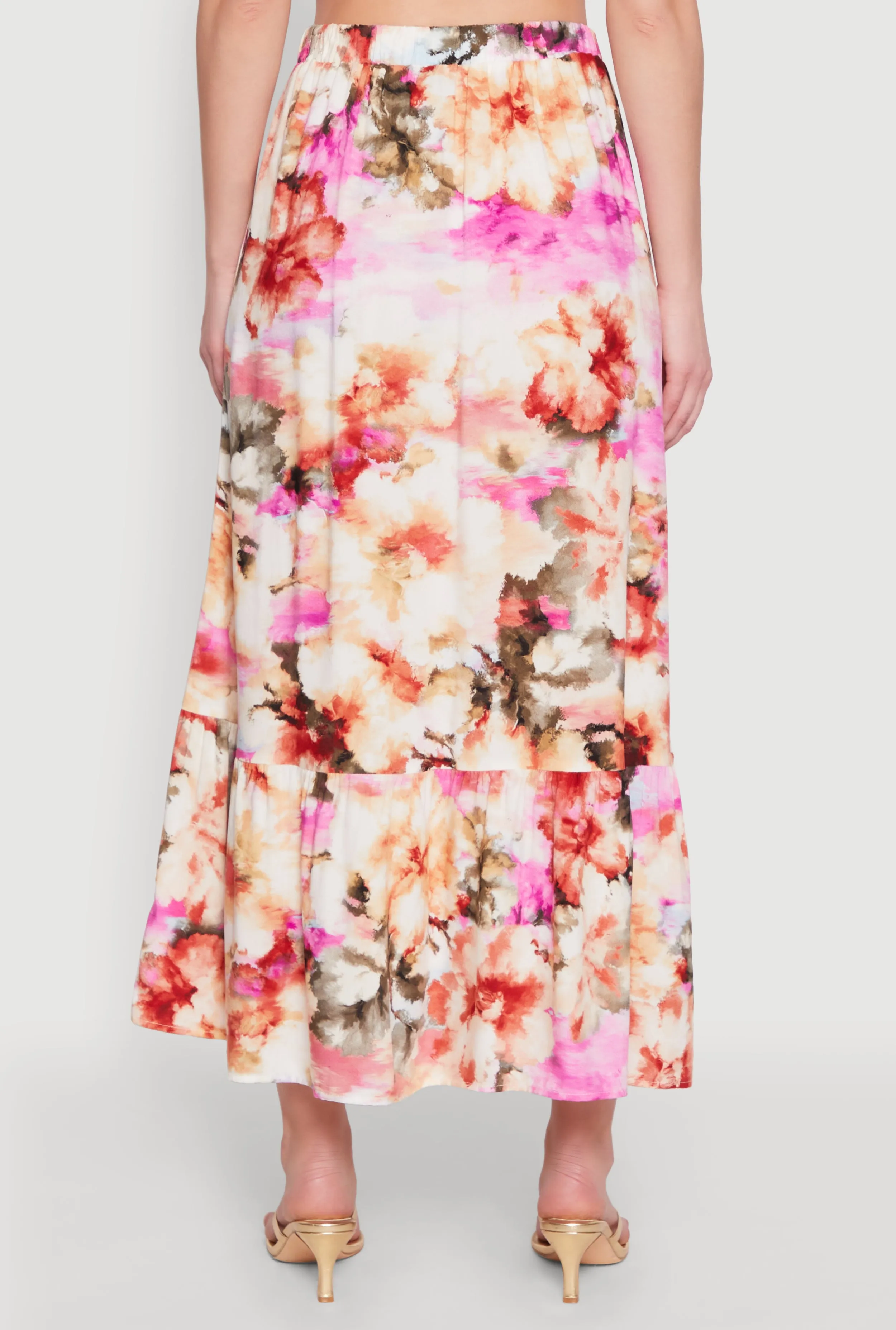High Waisted Floral Print Tiered Skirt sold by Rainbow product image thumbnail 5