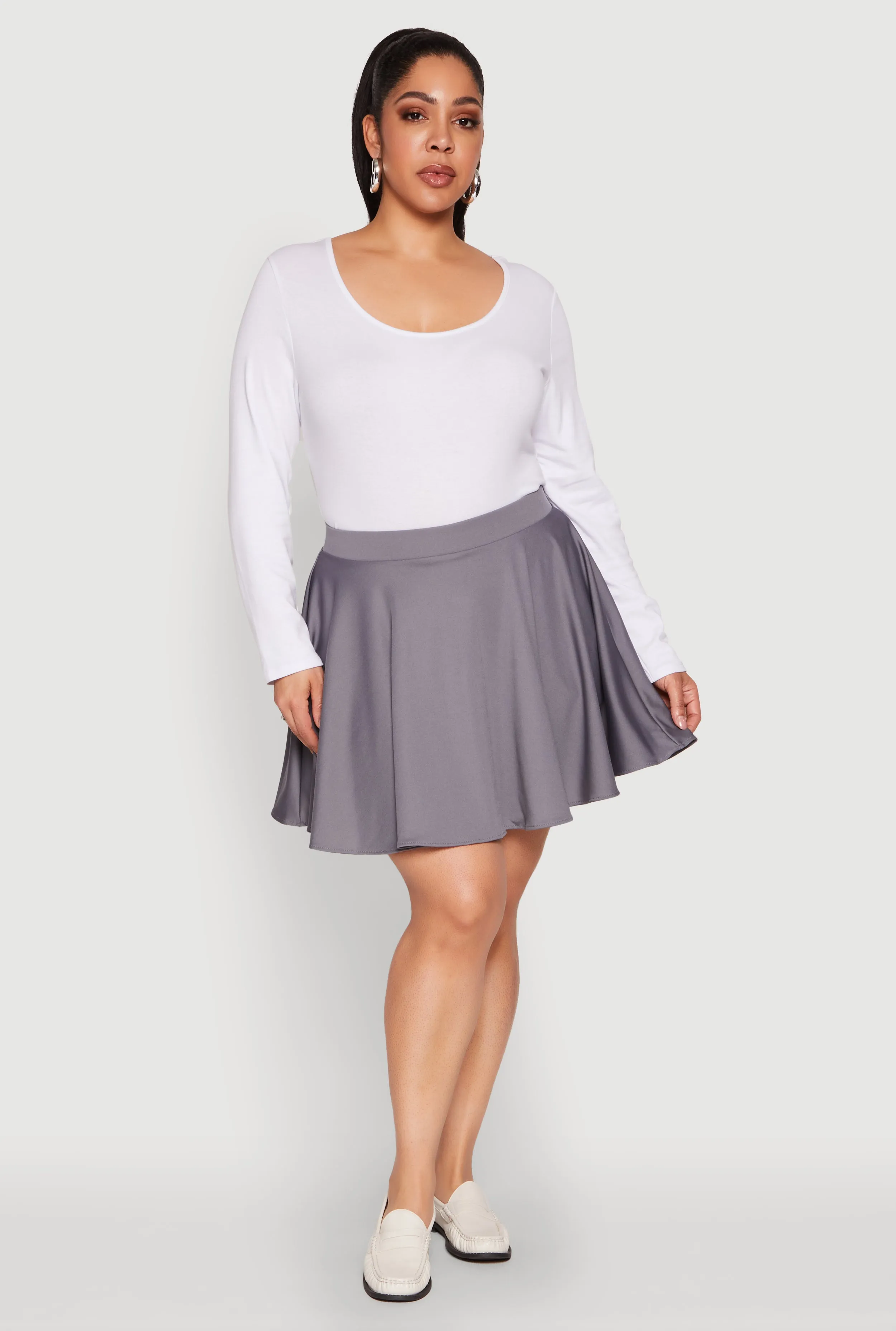 Plus Size High Waisted Circle Skort sold by Rainbow