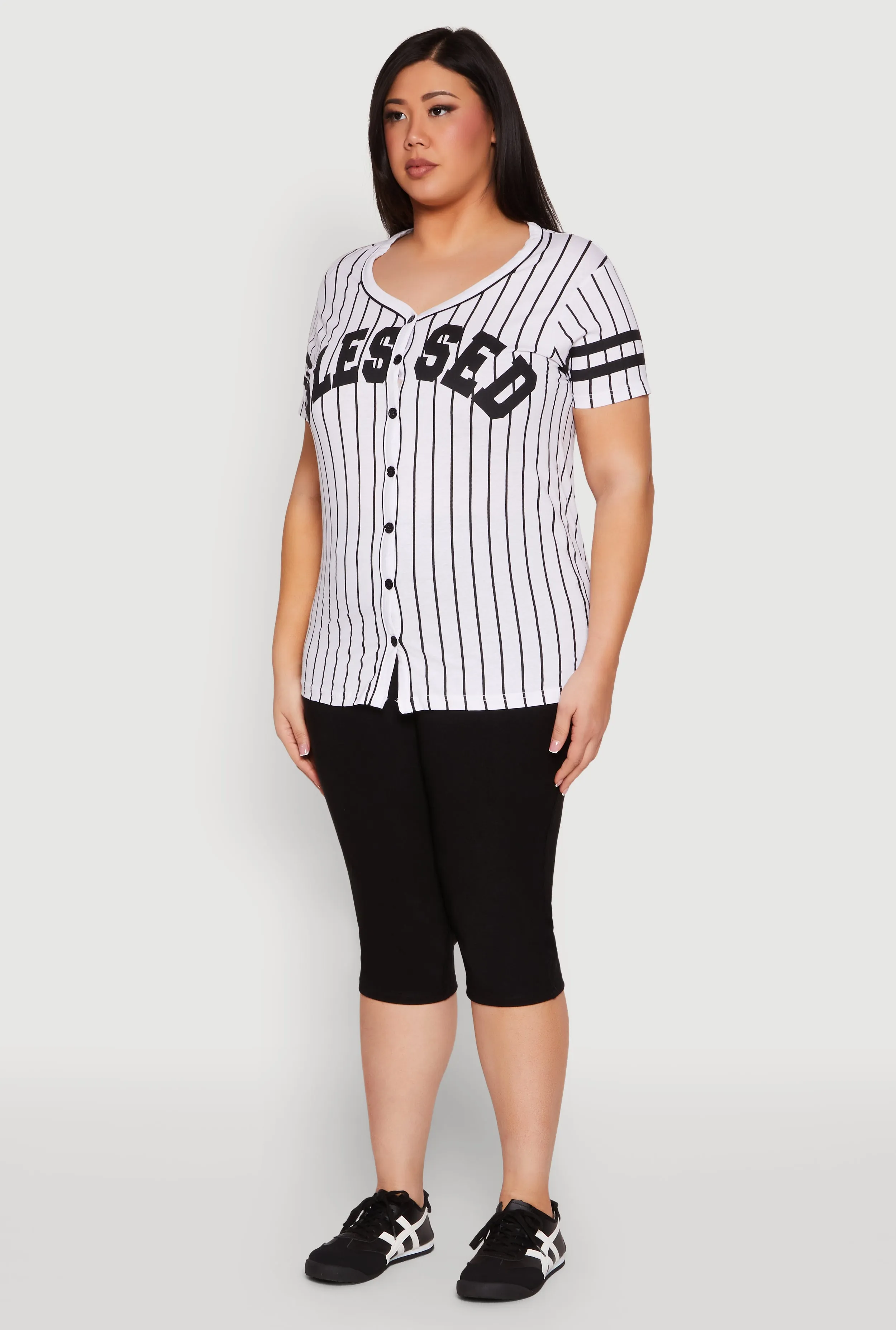Plus Size Blessed 1 Graphic Baseball Shirt sold by Rainbow product image thumbnail 5