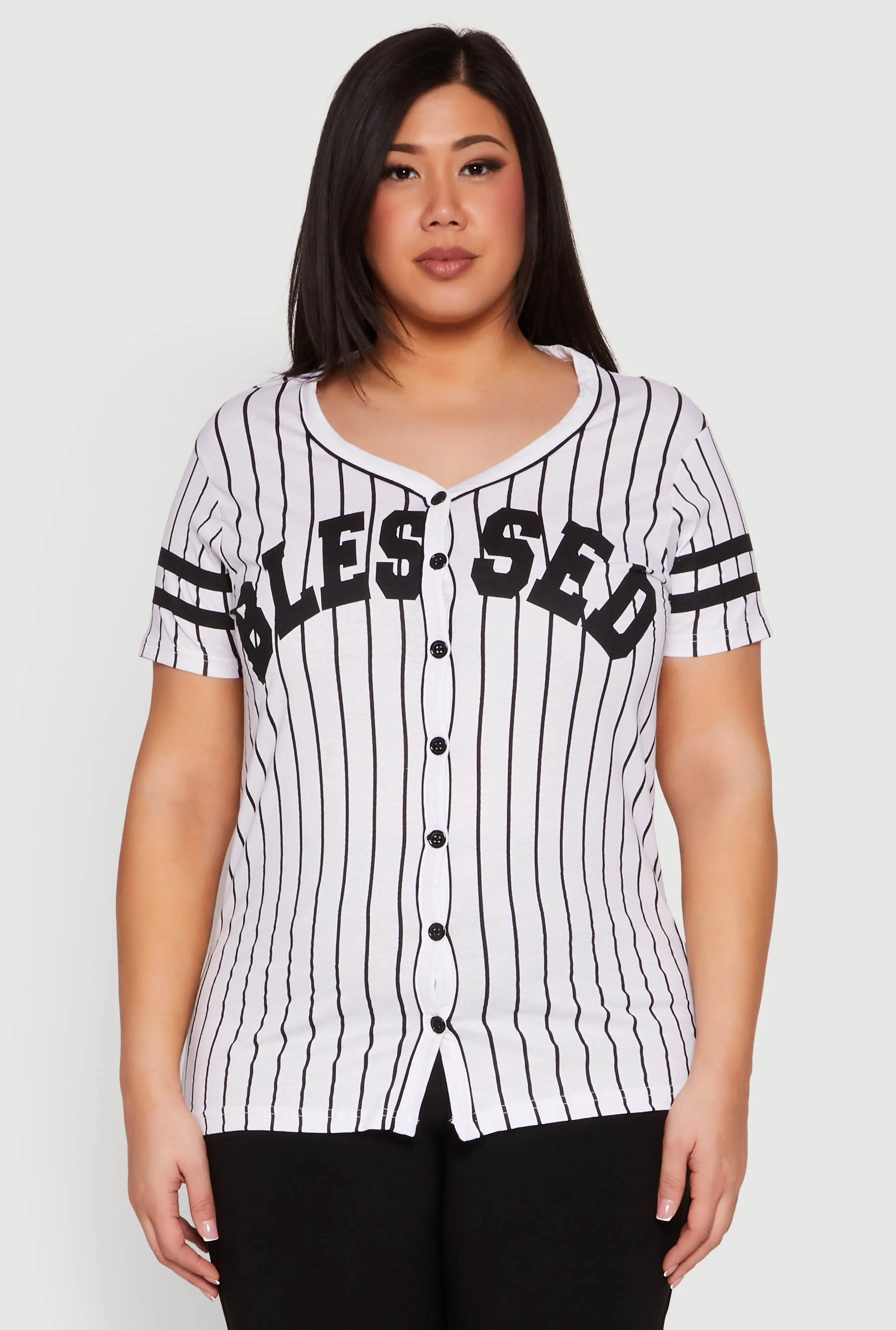 Plus Size Blessed 1 Graphic Baseball Shirt sold by Rainbow product image thumbnail 2