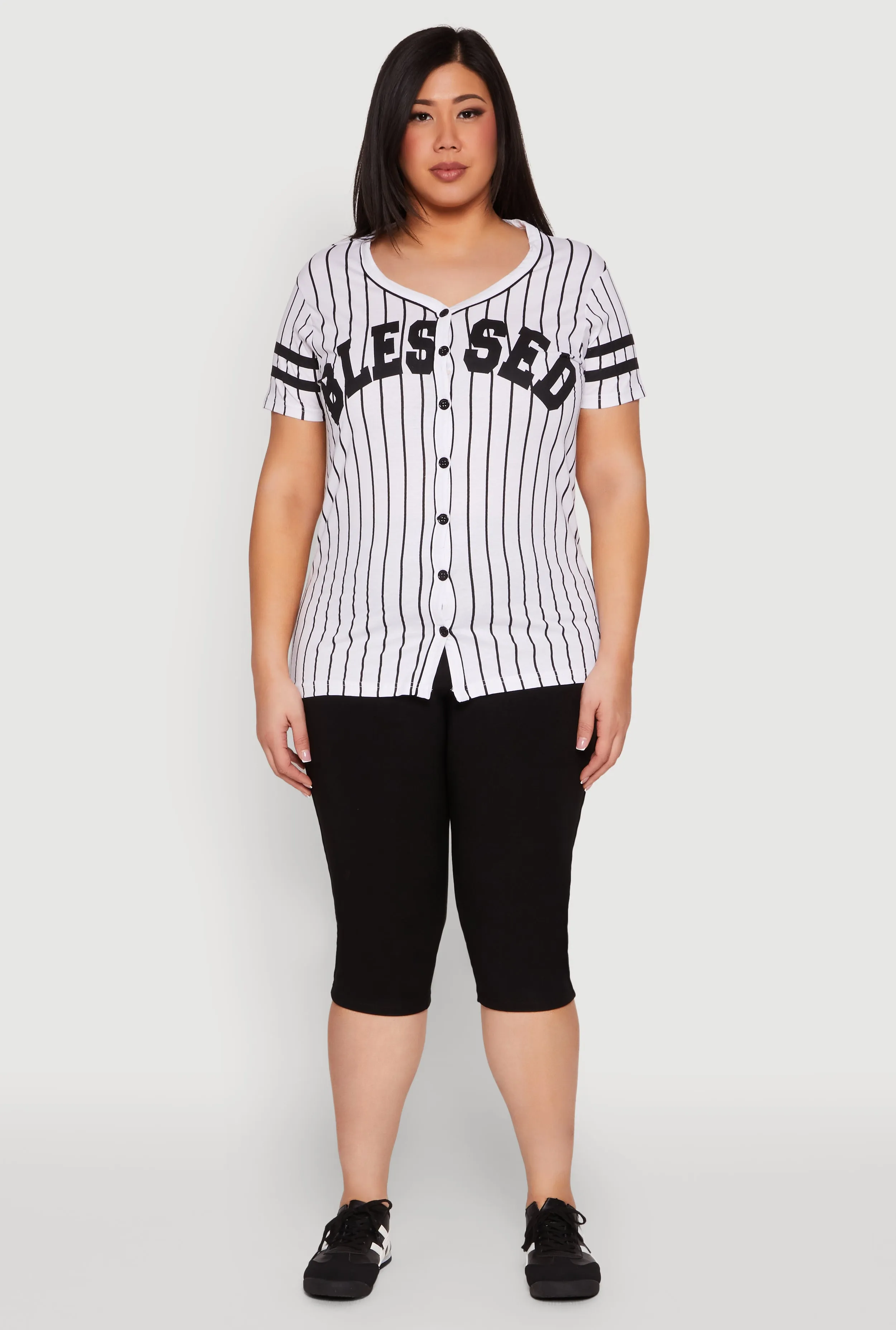 Plus Size Blessed 1 Graphic Baseball Shirt sold by Rainbow product image thumbnail 3