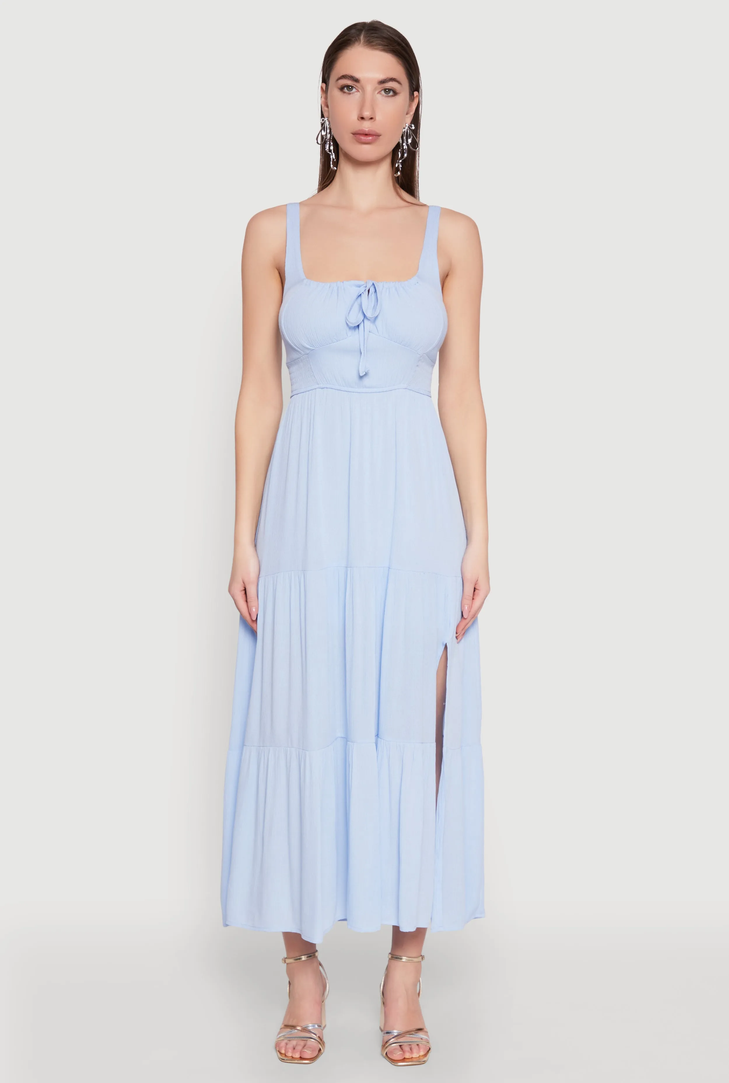 Empire Waist Tiered Side Slit Maxi Dress sold by Rainbow product image thumbnail 2