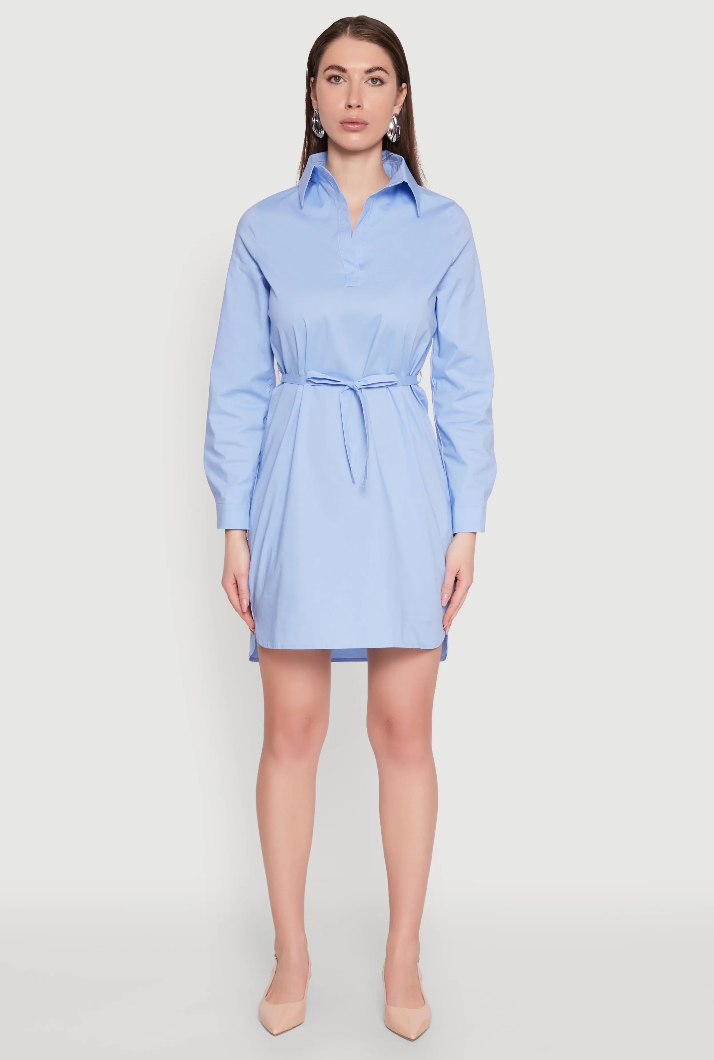 Poplin Tie Waist Belted Shirt Dress sold by Rainbow product image thumbnail 2