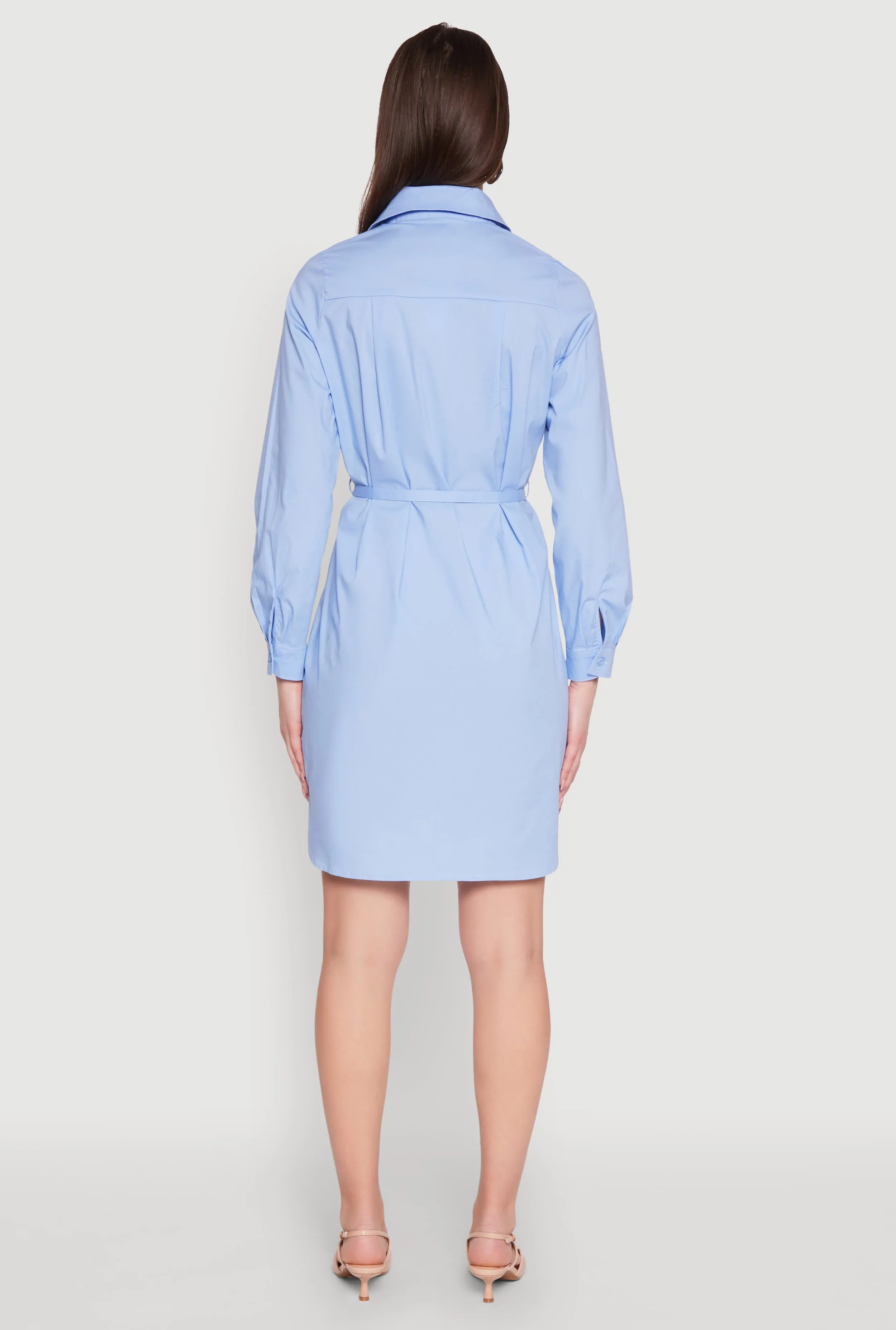 Poplin Tie Waist Belted Shirt Dress sold by Rainbow product image thumbnail 5