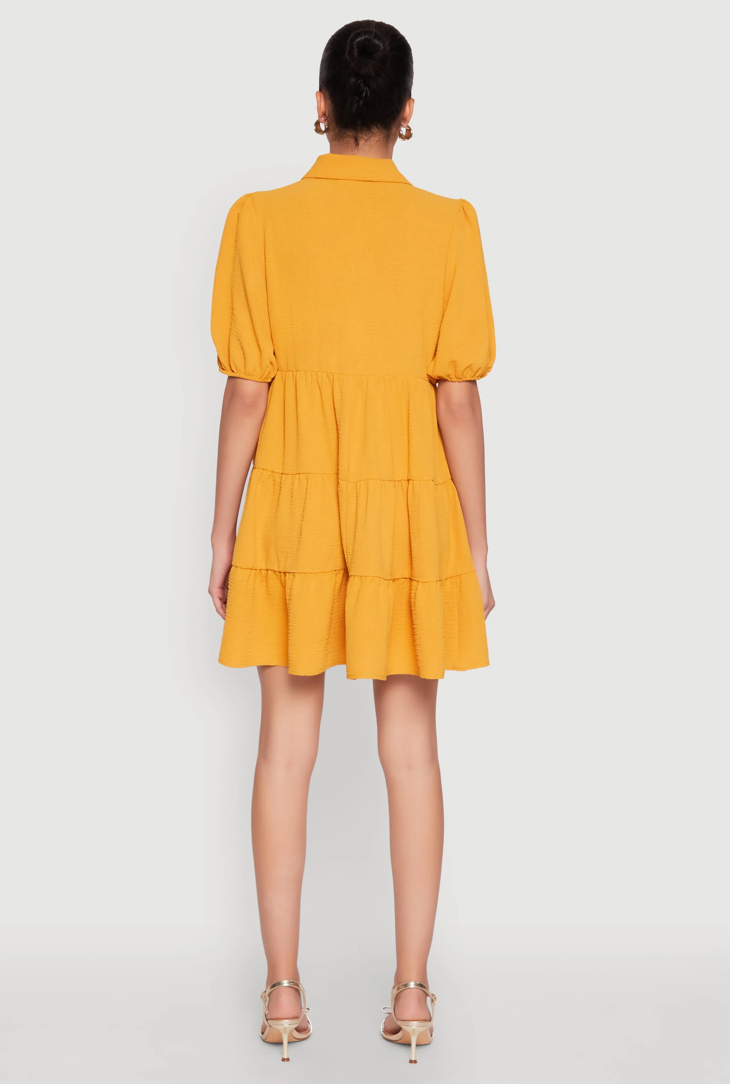 Airy Button Front Tiered Mini Dress sold by Rainbow product image thumbnail 5