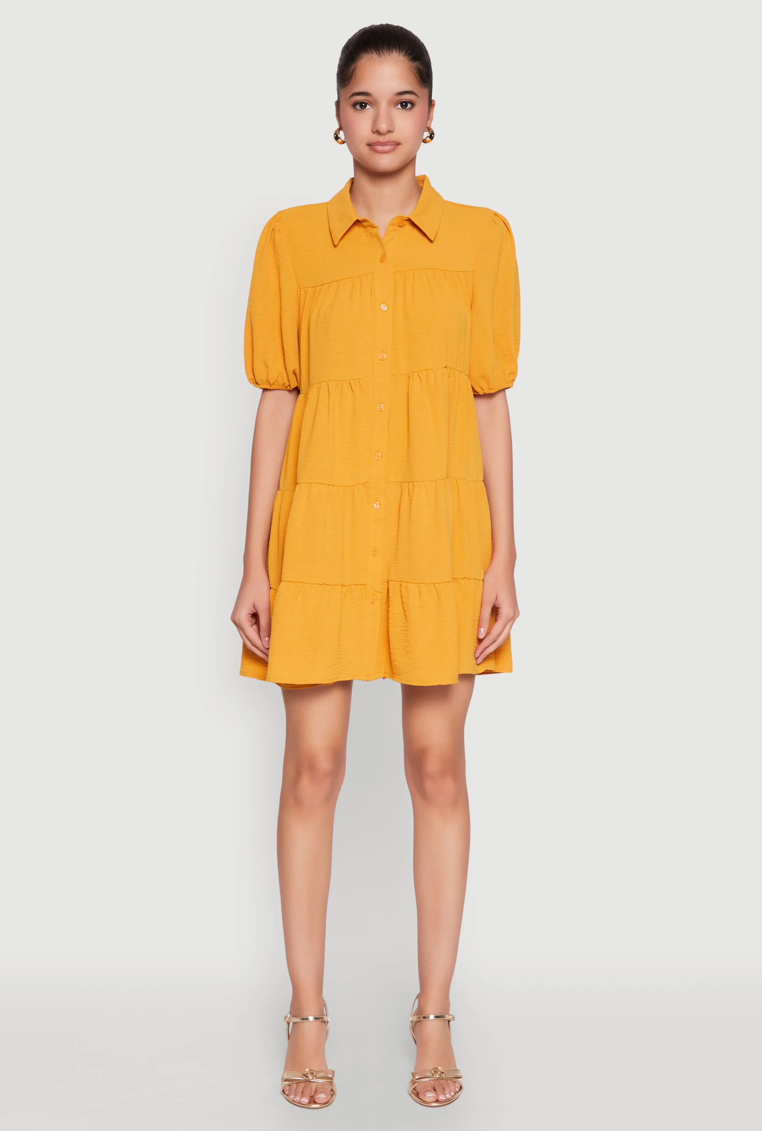 Airy Button Front Tiered Mini Dress sold by Rainbow product image thumbnail 2