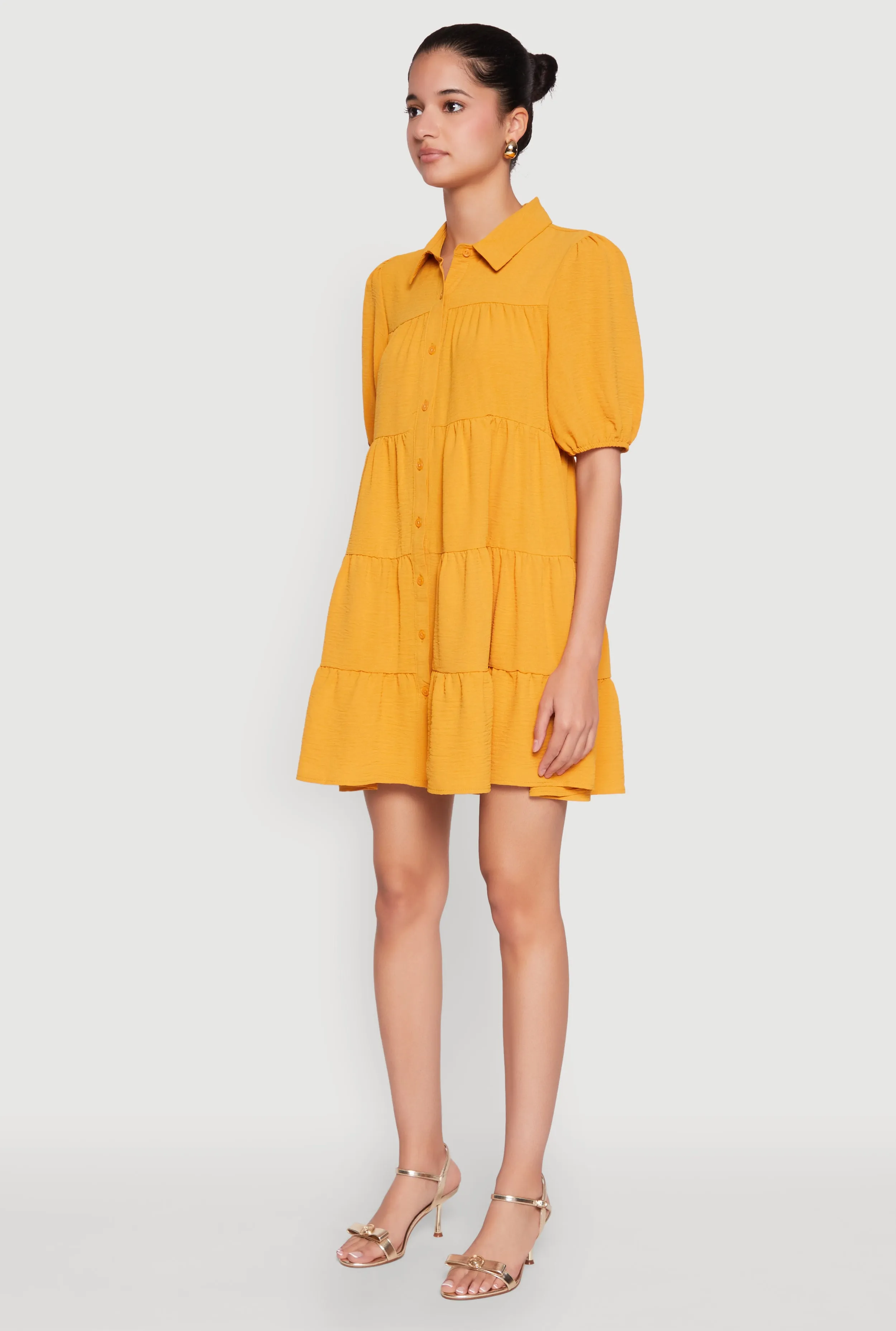 Airy Button Front Tiered Mini Dress sold by Rainbow product image thumbnail 3