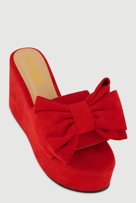 Bow Platform Wedge Slide Sandals sold by Rainbow