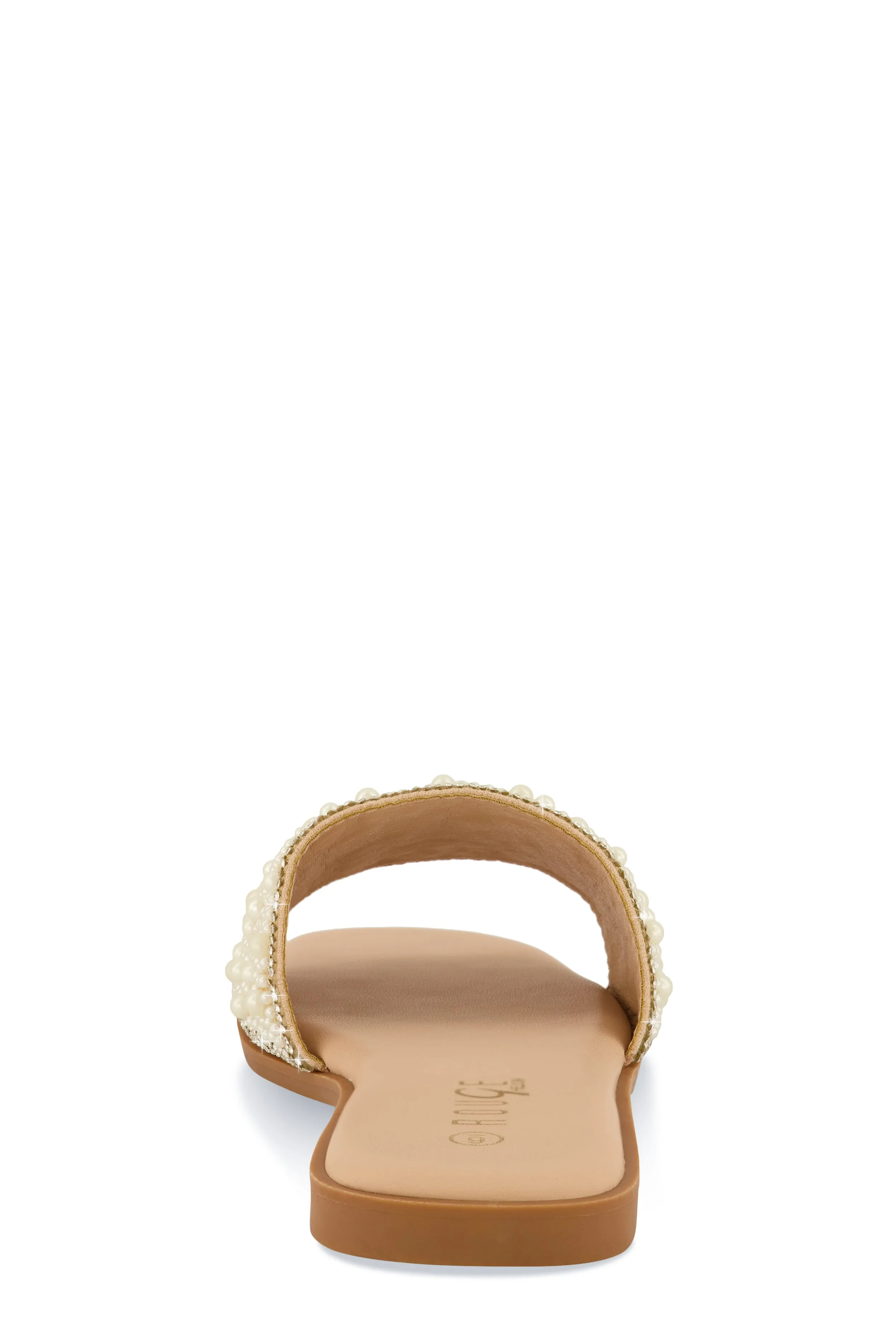 Rhinestone Trim Faux Pearl Band Slide Sandals sold by Rainbow product image thumbnail 3