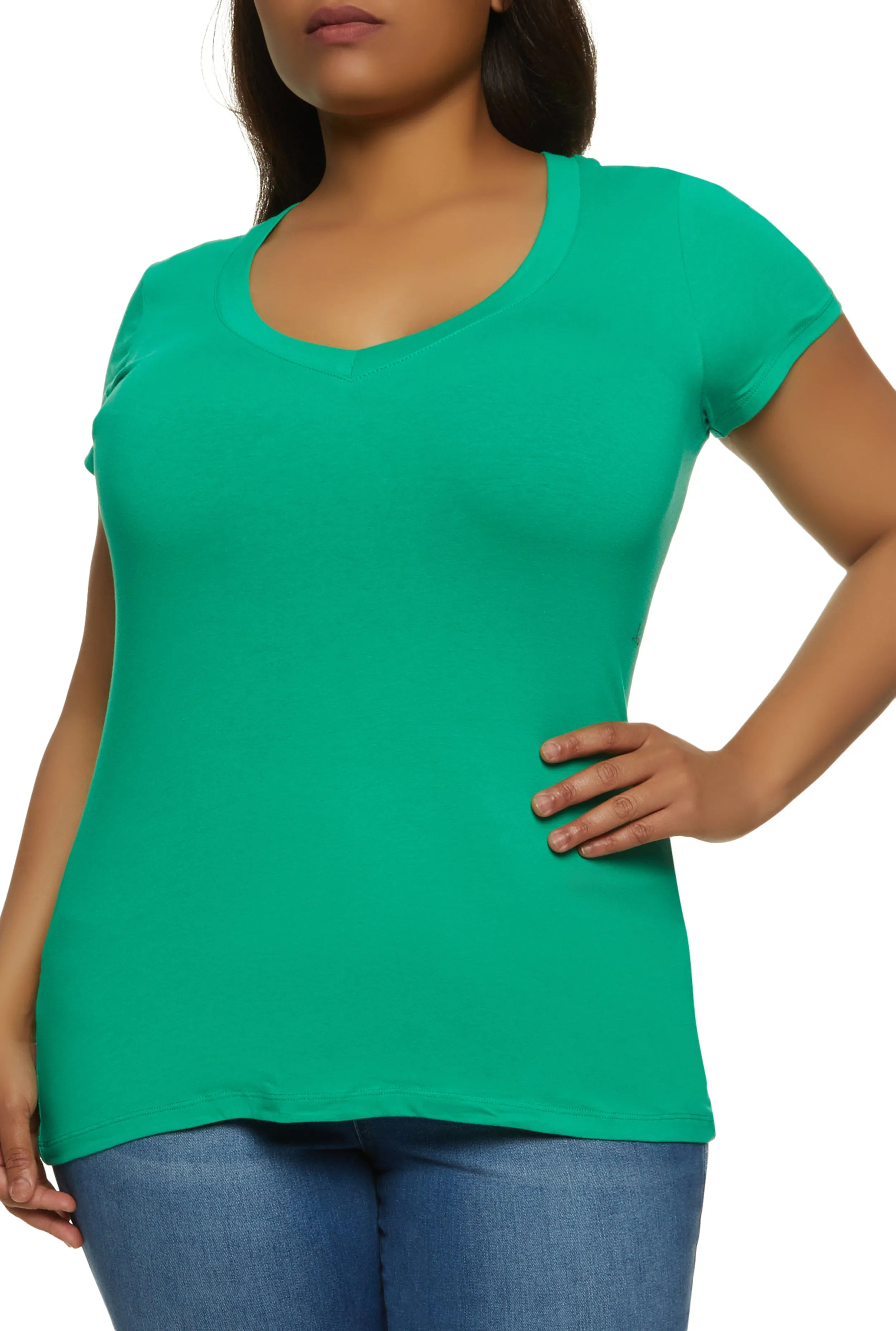 Plus Size Basic V Neck T Shirt sold by Rainbow