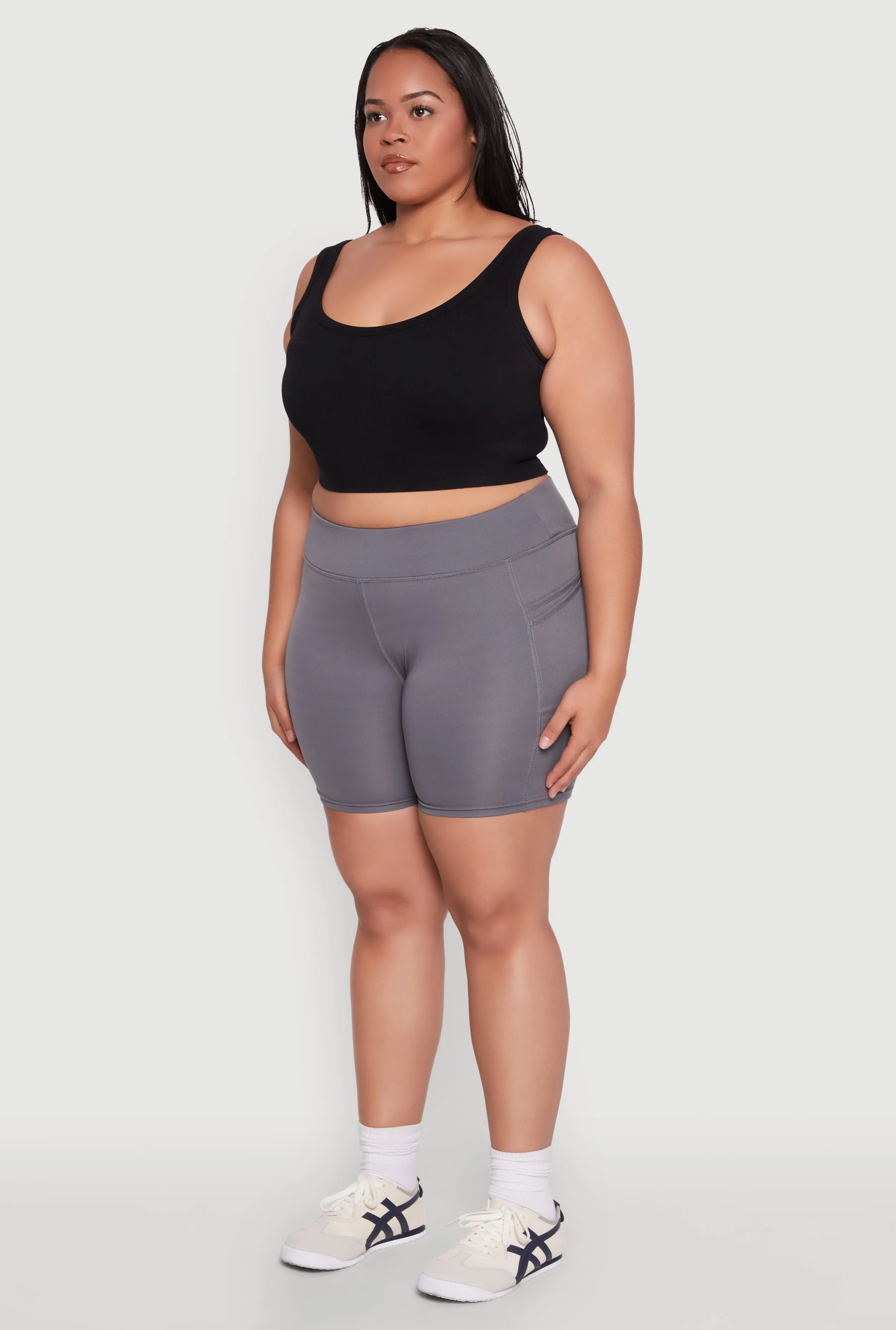 Plus Size Cell Phone Side Pocket Biker Shorts sold by Rainbow product image thumbnail 3