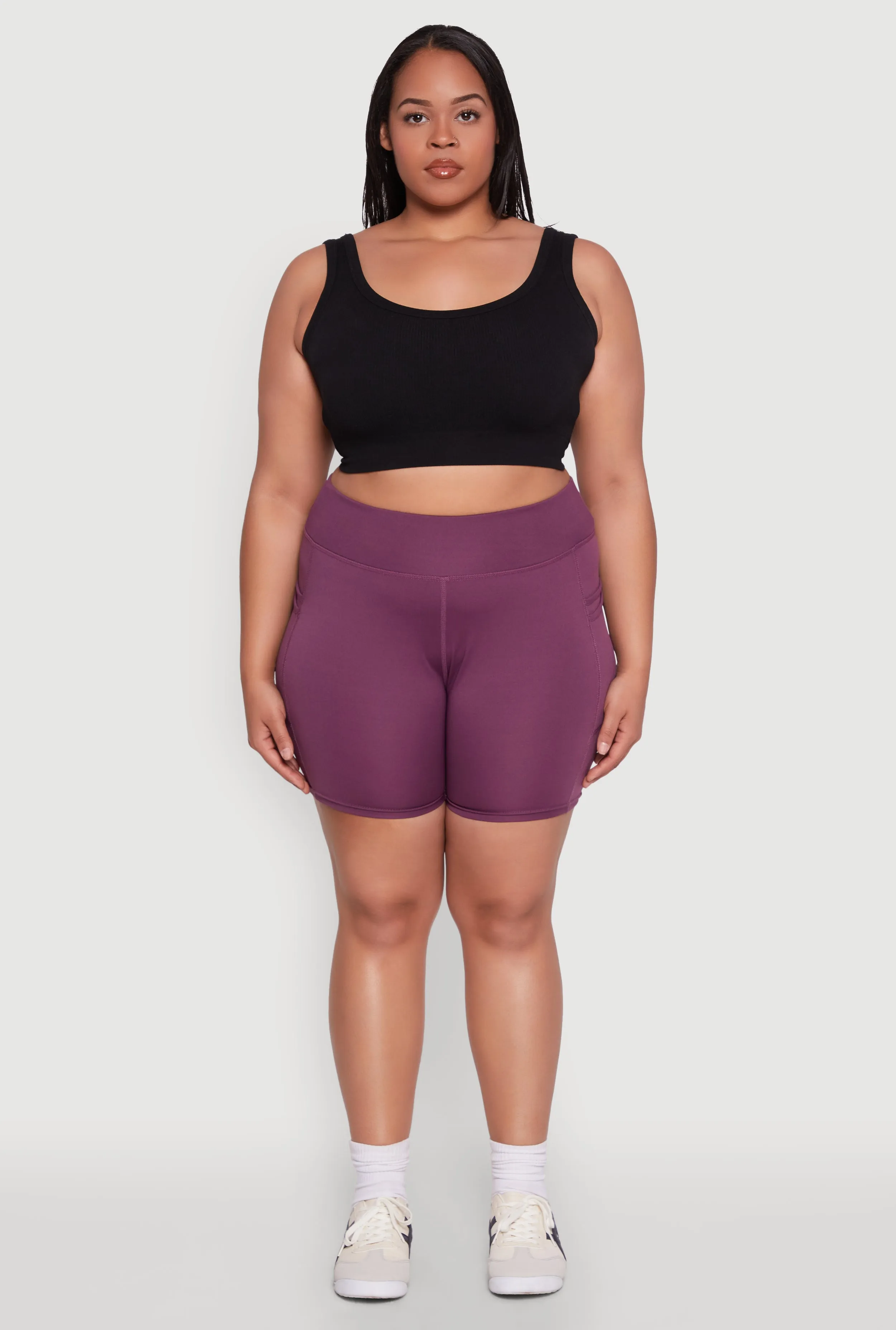 Plus Size Cell Phone Side Pocket Biker Shorts sold by Rainbow