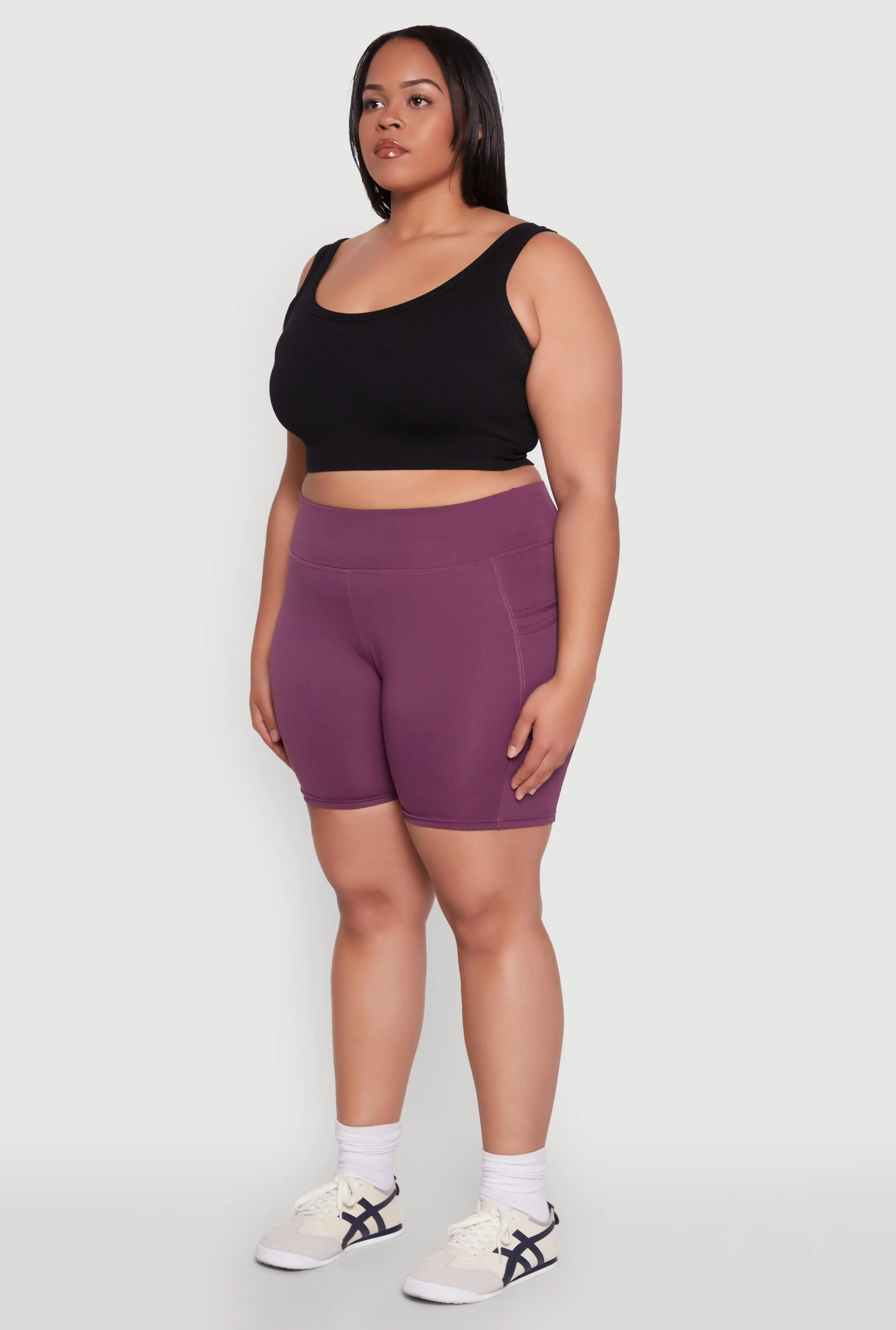 Plus Size Cell Phone Side Pocket Biker Shorts sold by Rainbow product image thumbnail 3