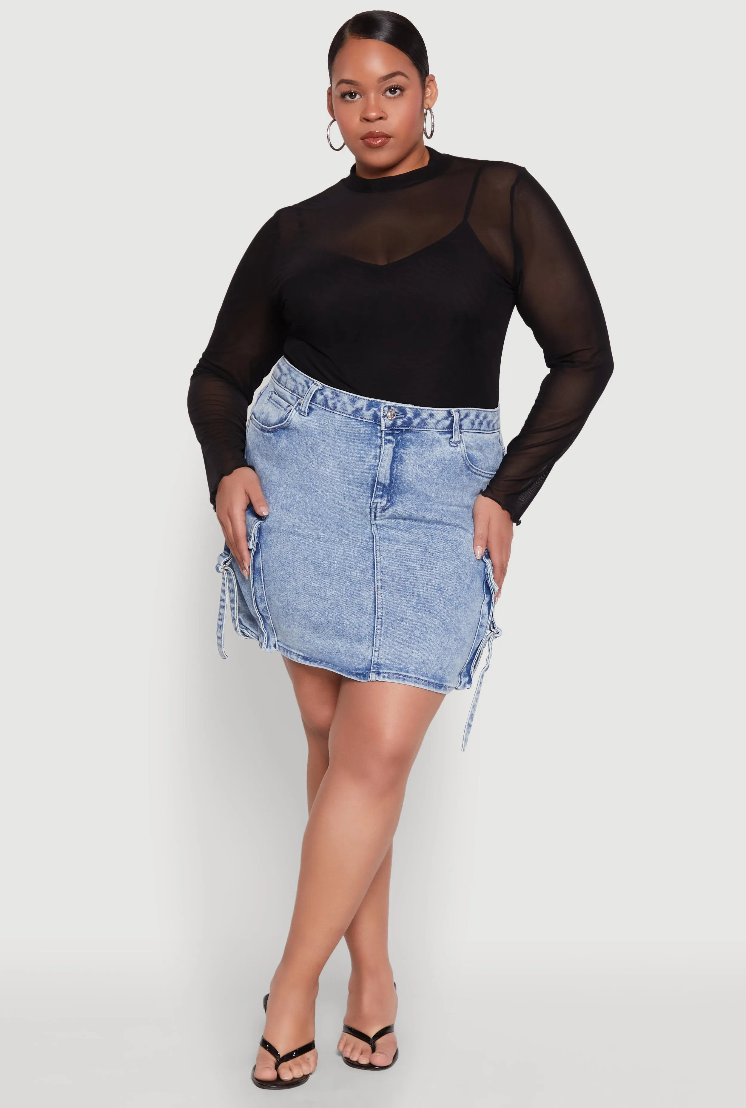 Plus Size WAX High Waisted Cargo Pocket Skirt sold by Rainbow