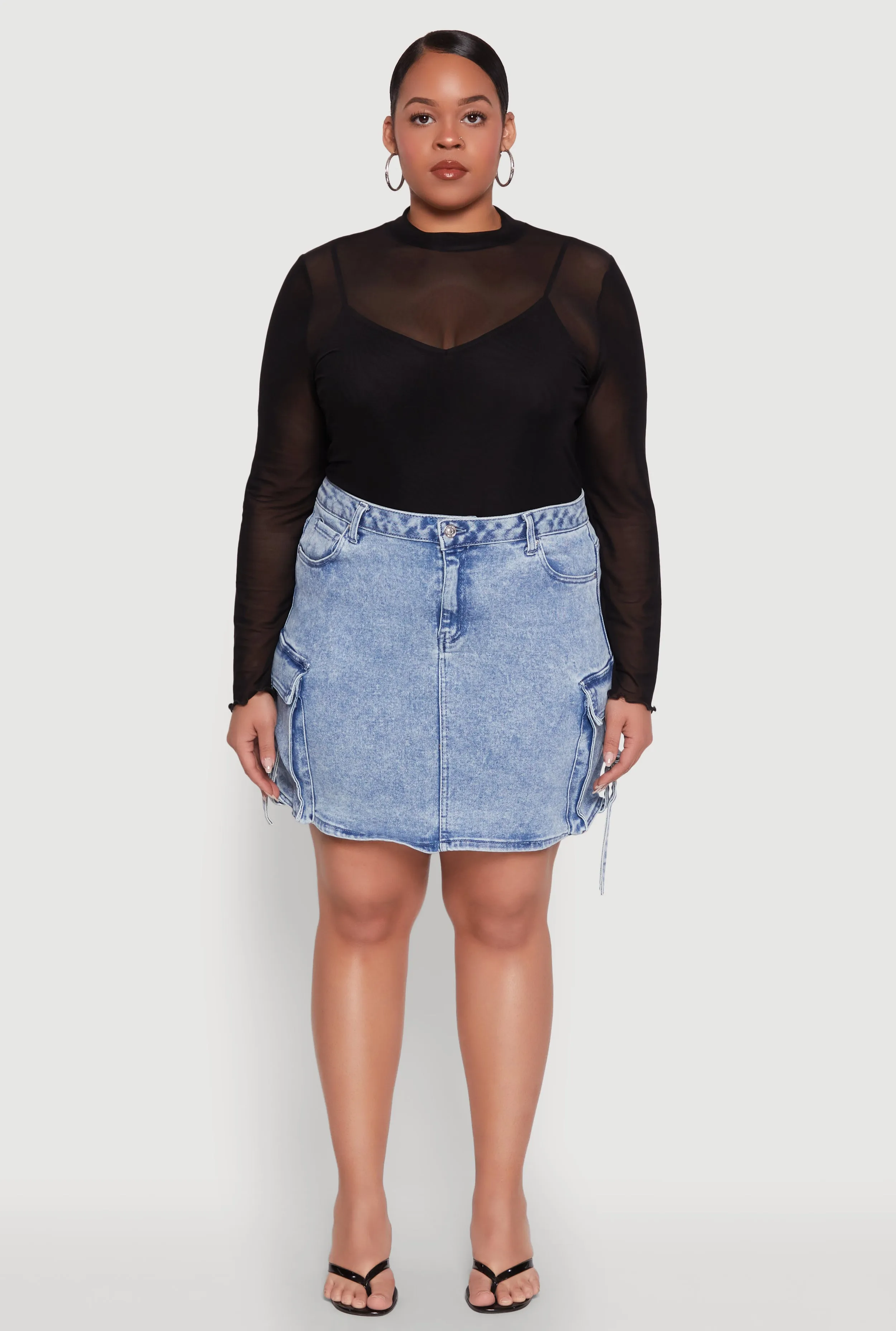 Plus Size WAX High Waisted Cargo Pocket Skirt sold by Rainbow product image thumbnail 2