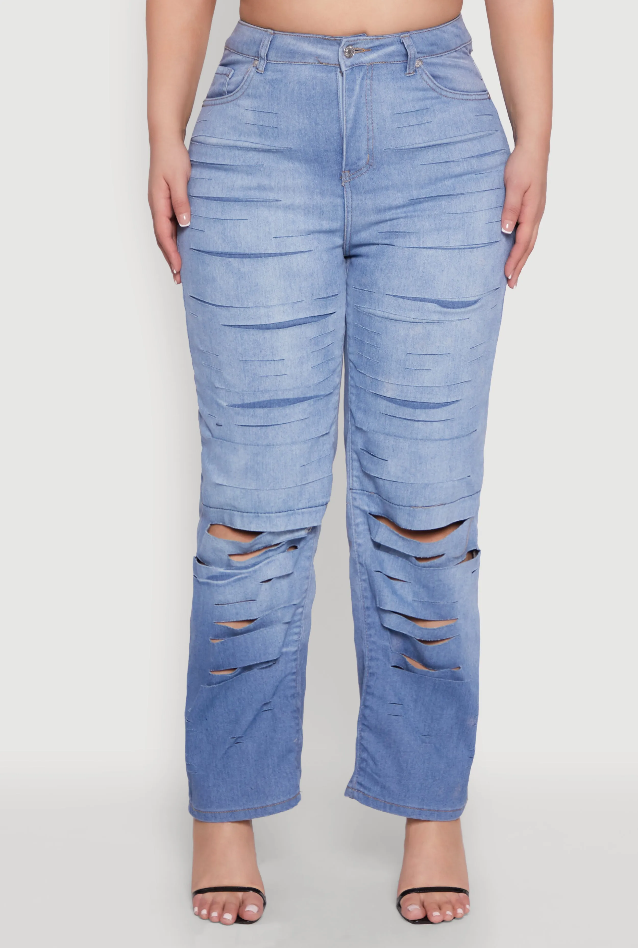 Plus Size Slashed Straight Leg Ombre Jeans sold by Rainbow product image thumbnail 5