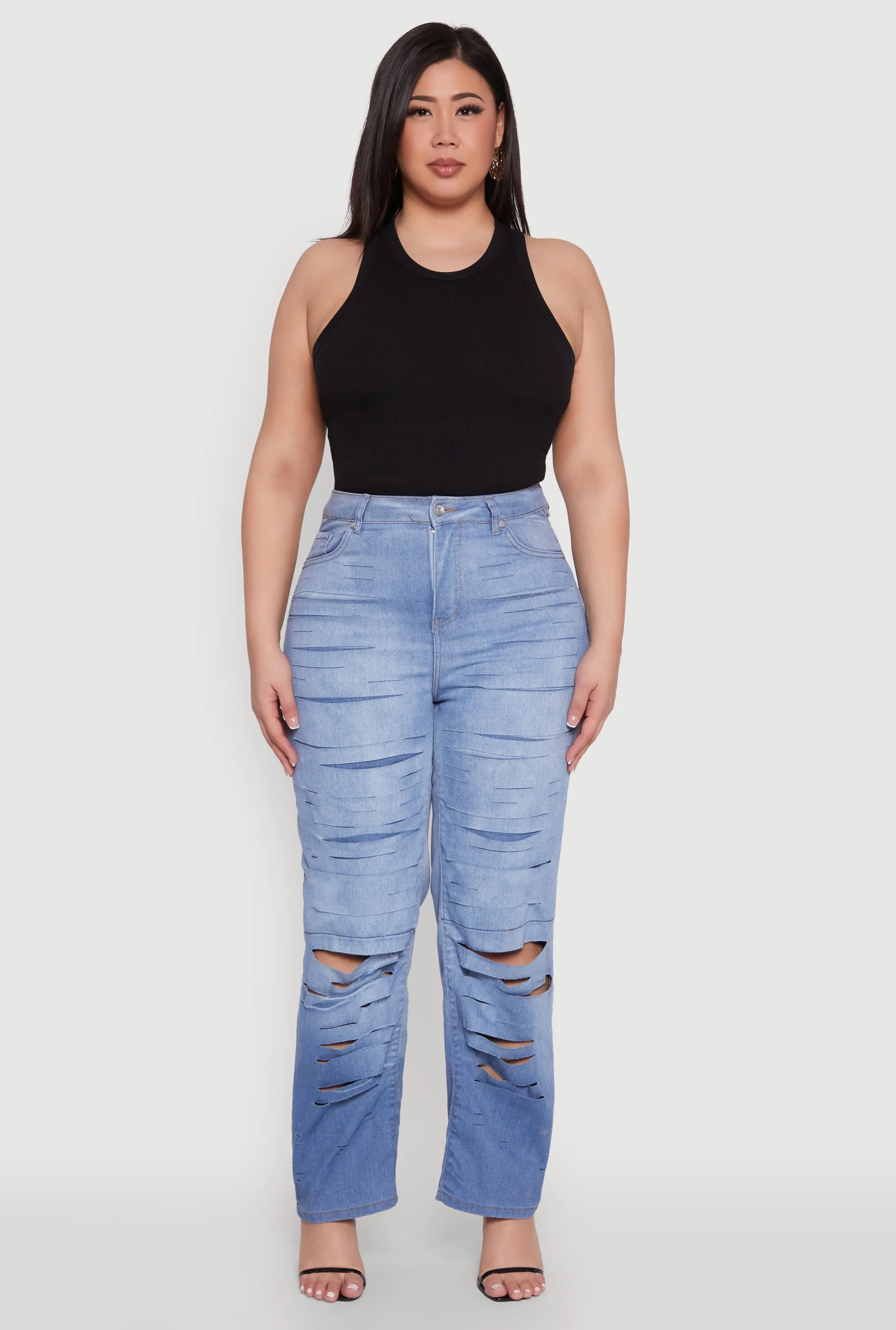Plus Size Slashed Straight Leg Ombre Jeans sold by Rainbow product image thumbnail 2