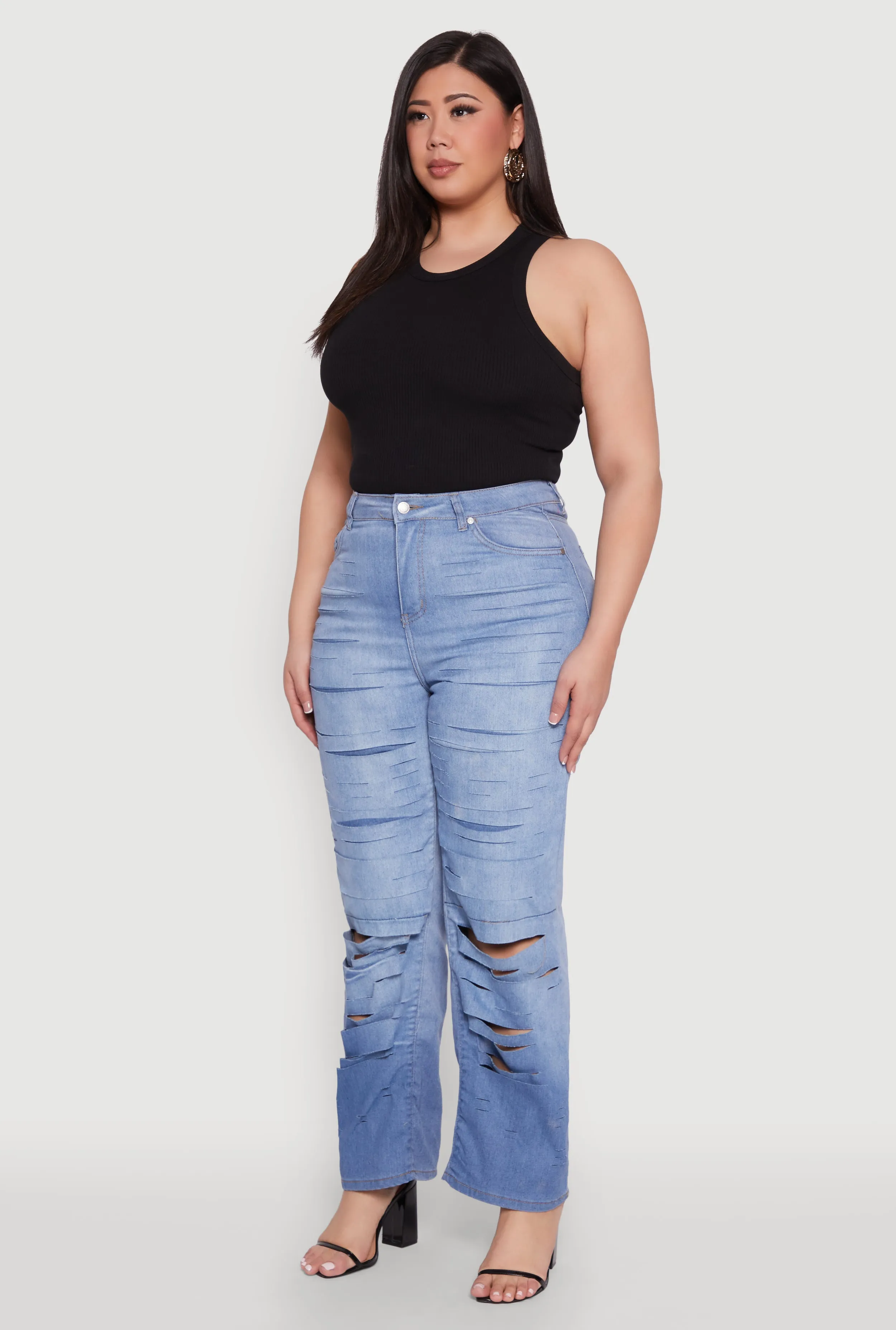 Plus Size Slashed Straight Leg Ombre Jeans sold by Rainbow product image thumbnail 3